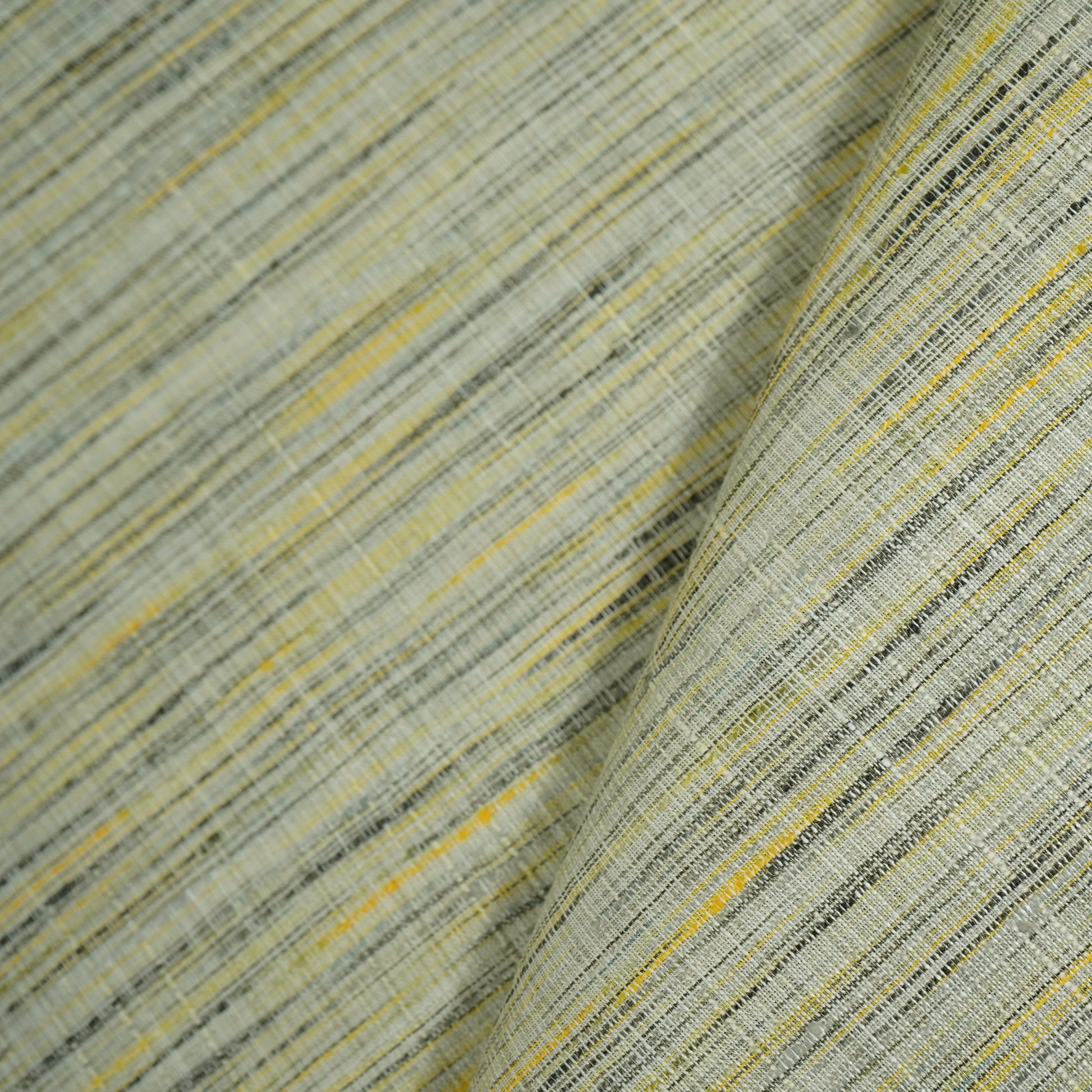 Blue Yellow Khadi Linen Fabric DE-16442