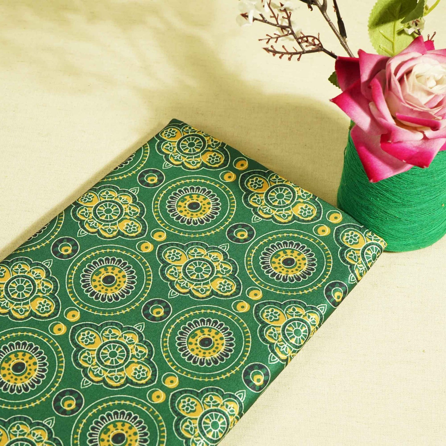 Yellow Handblock Print Modal Satin VC-16455