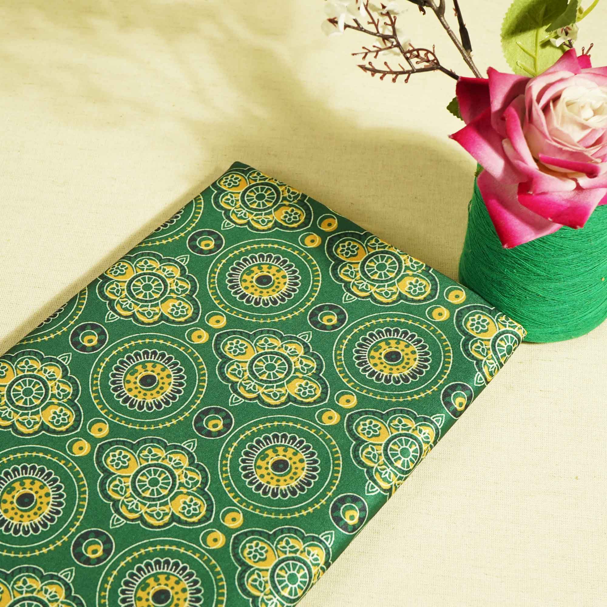 Yellow Handblock Print Modal Satin VC-16455