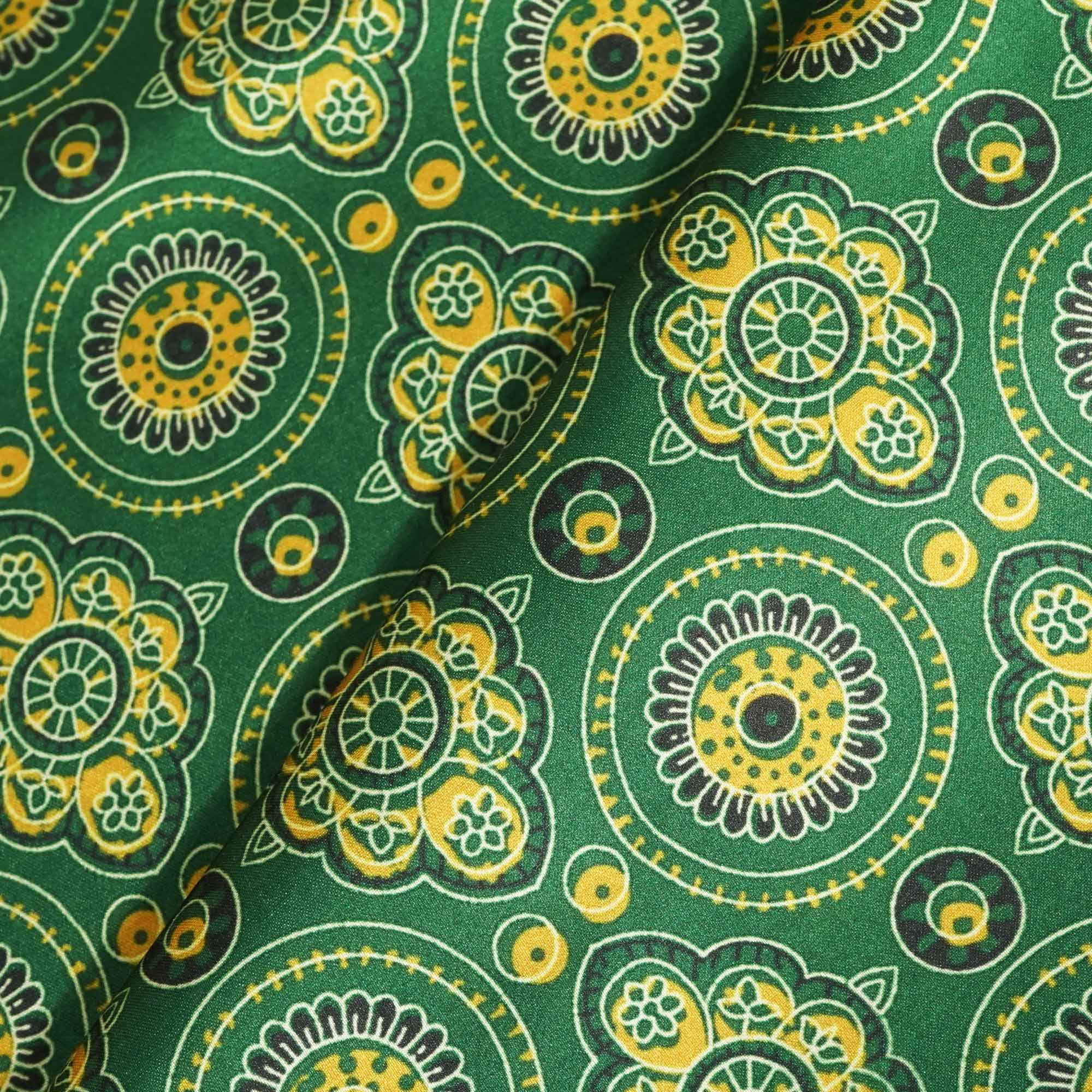 Yellow Handblock Print Modal Satin VC-16455