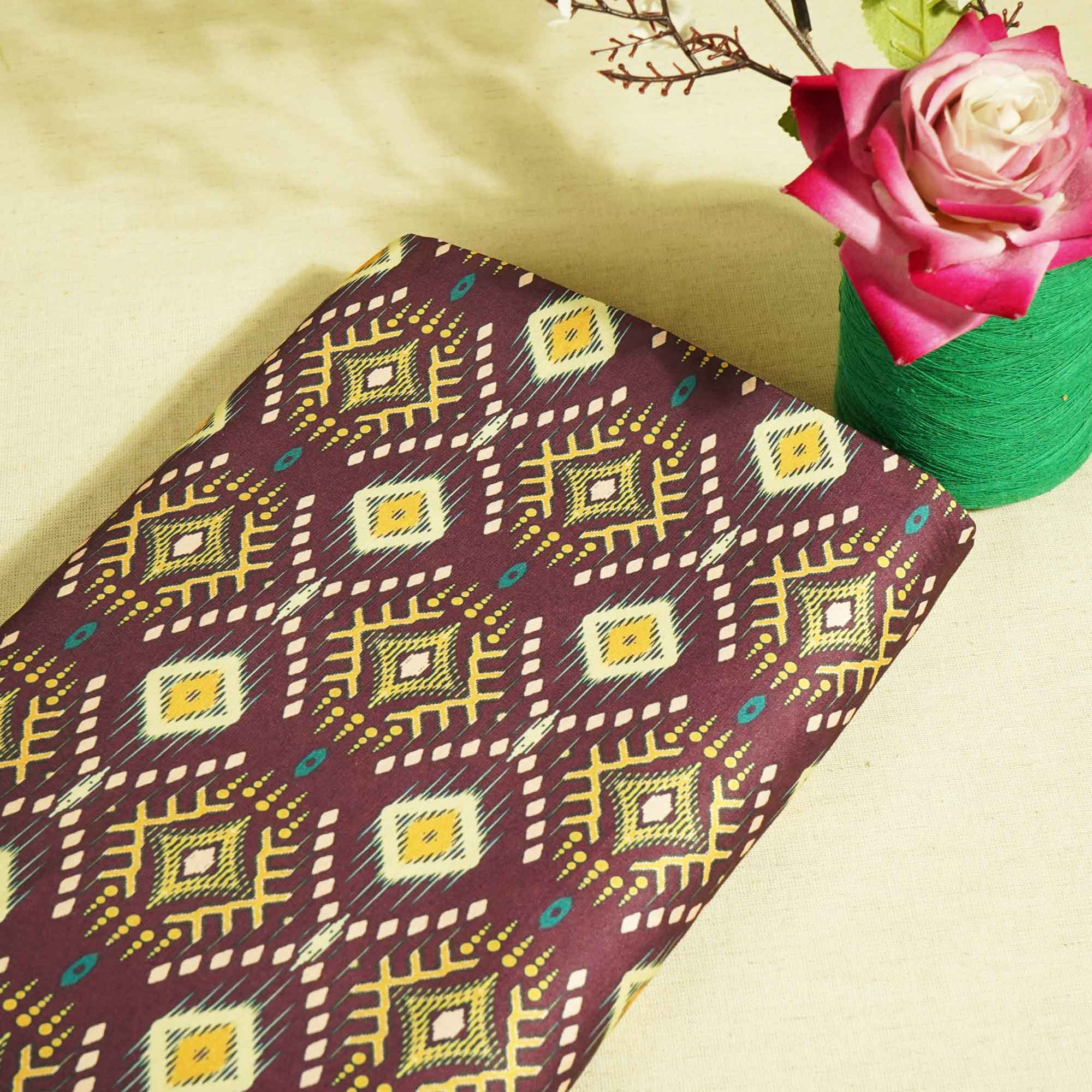 Wine Handblock Print Modal Satin VC-16460