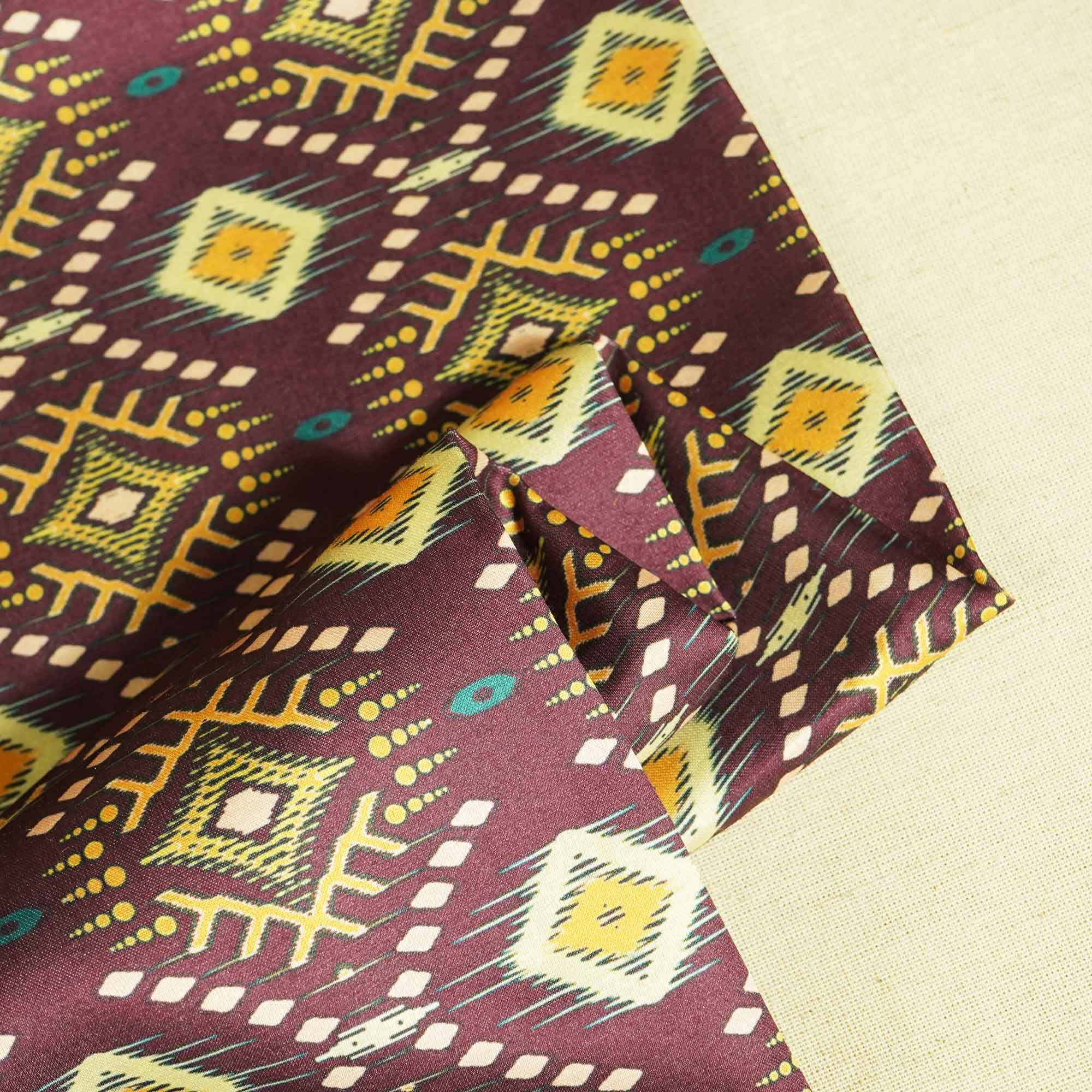 Wine Handblock Print Modal Satin VC-16460