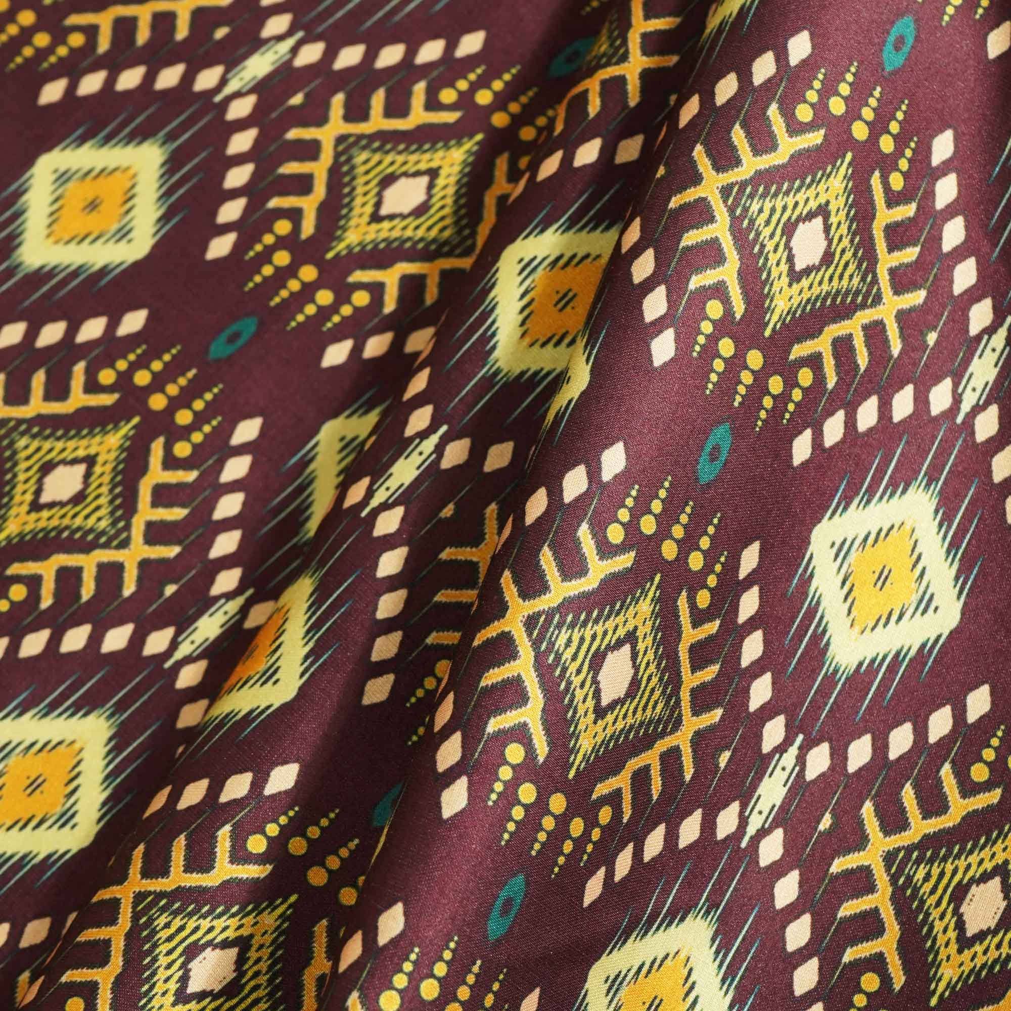 Wine Handblock Print Modal Satin VC-16460