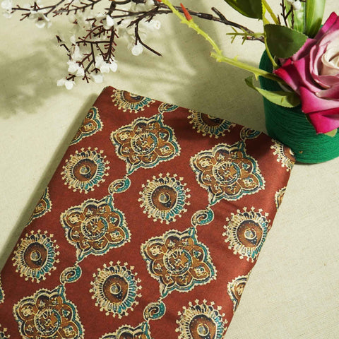 Rust Orange Handblock Print Modal Satin VC-16469