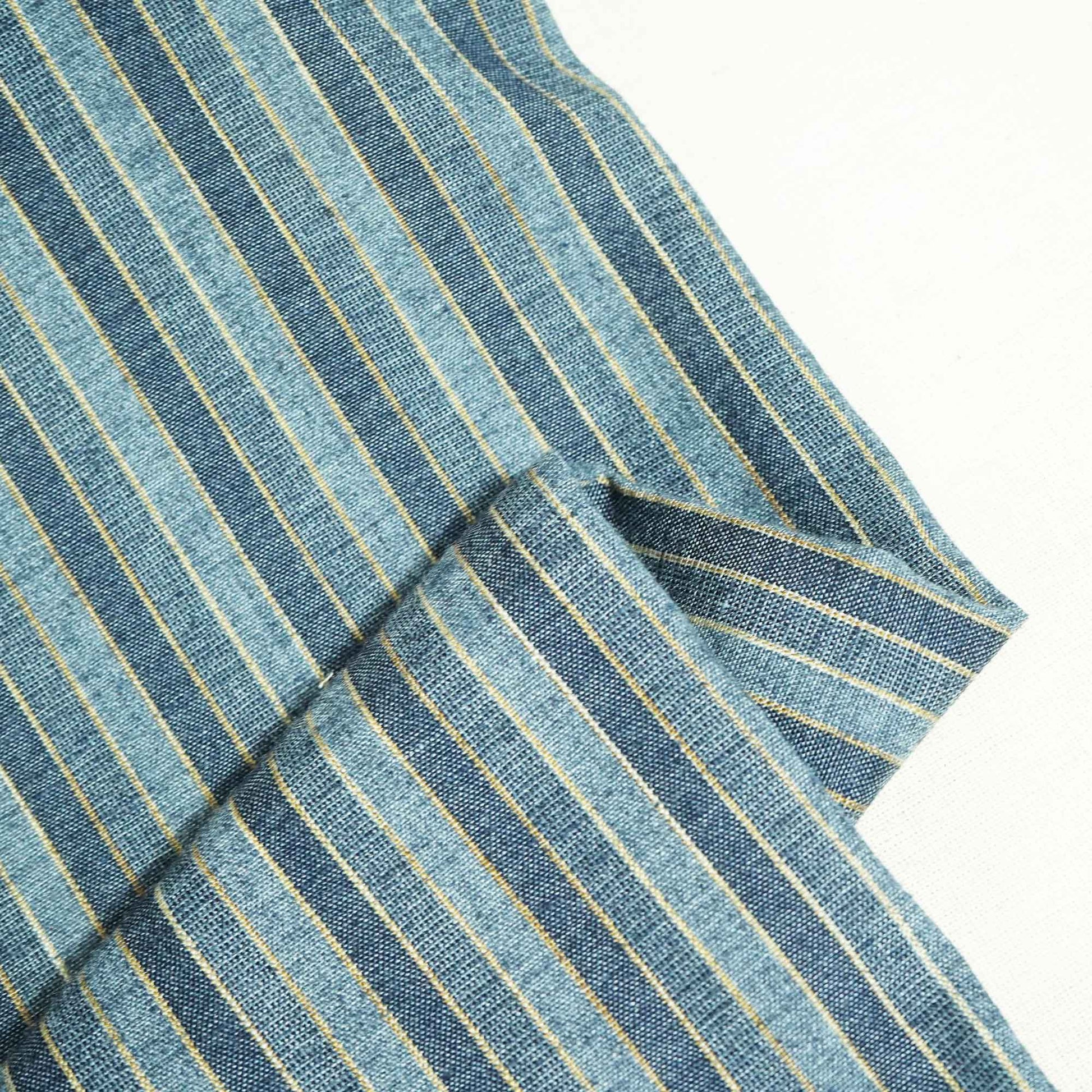 Blue & Yellow stripes Print Linen RS-16490