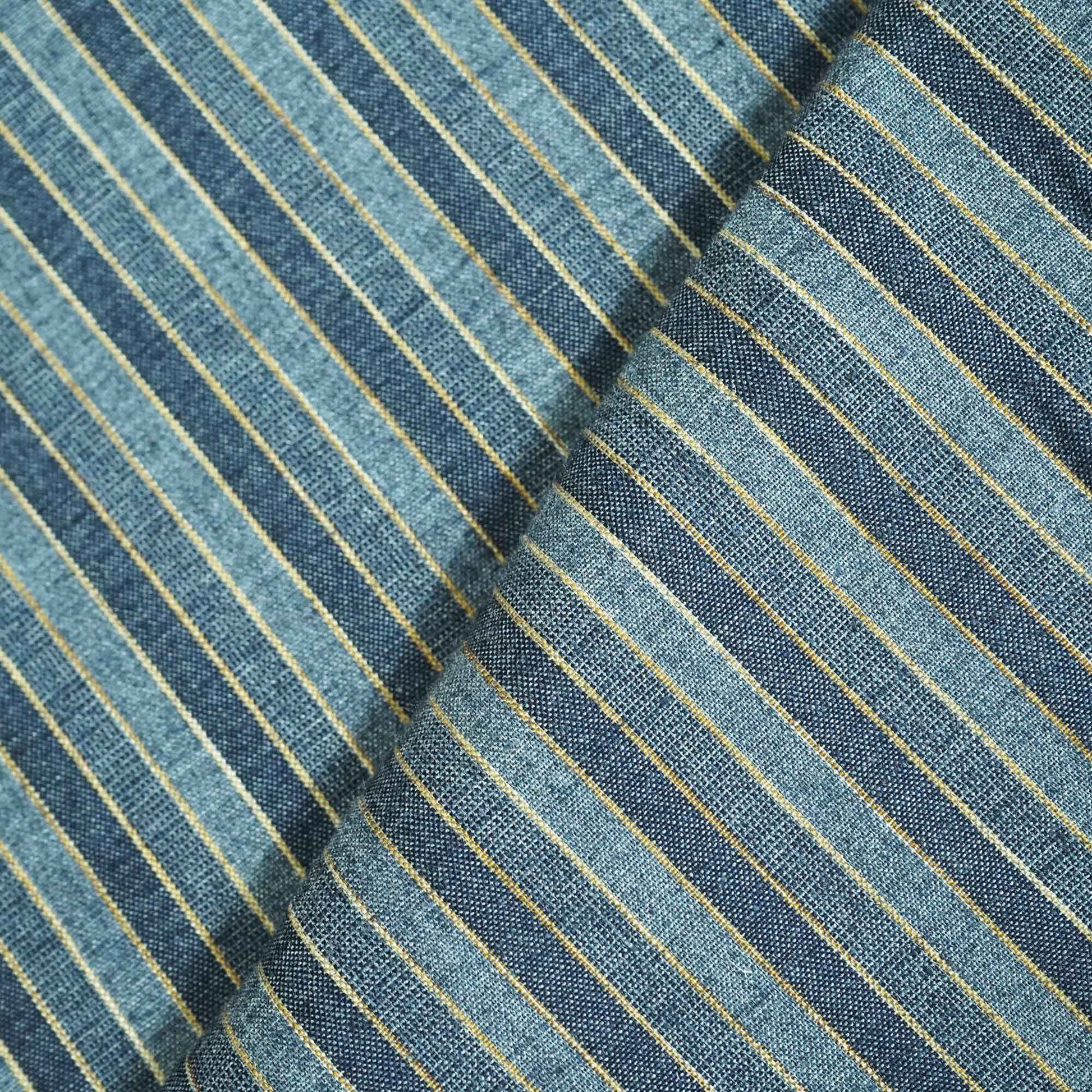 Blue & Yellow stripes Print Linen RS-16490