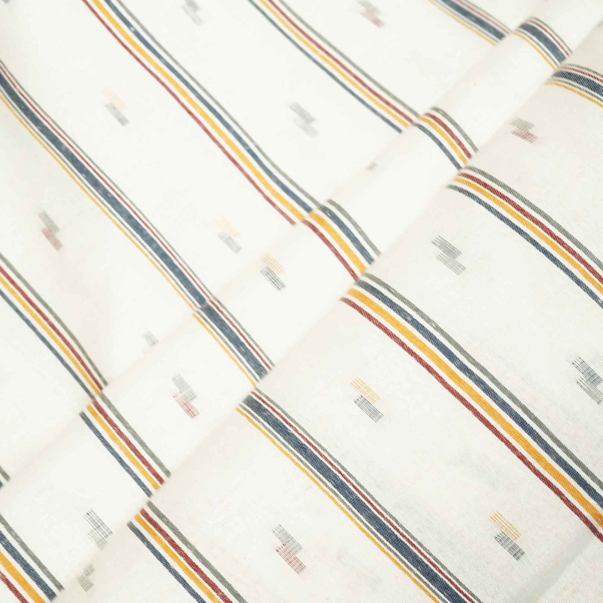 White Multicolor stripes Dobby Print Linen RS-16516