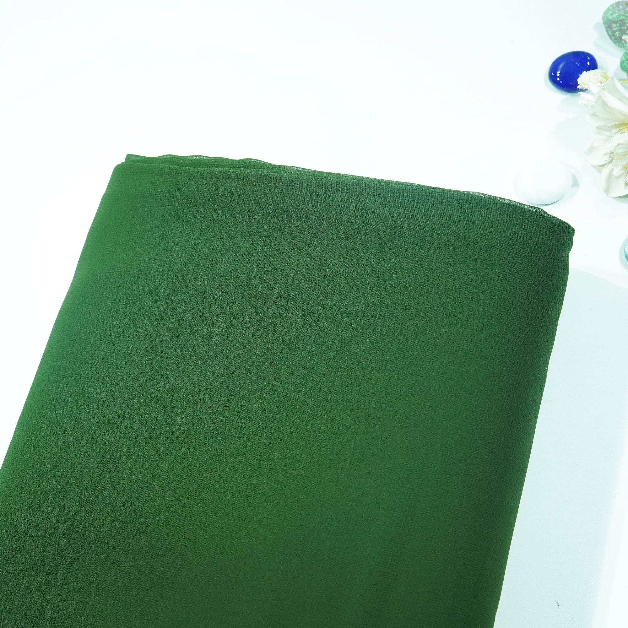 Dark Green Solid Georgette VF-16552