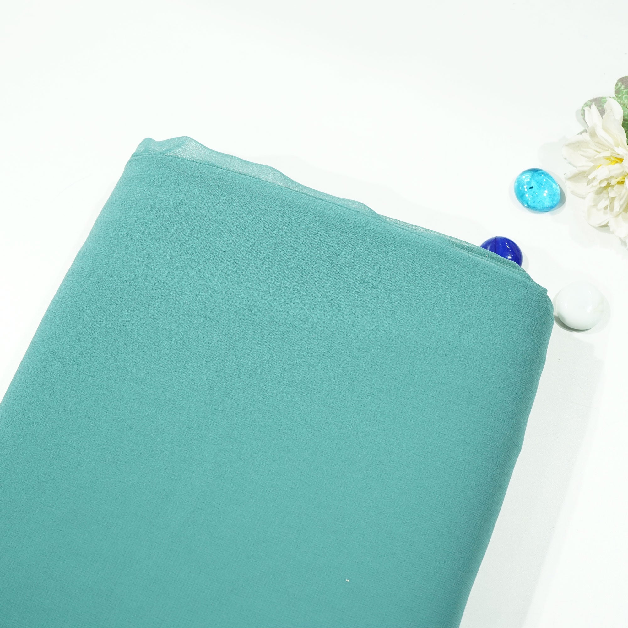 Sea Green Solid Georgette VF-16559