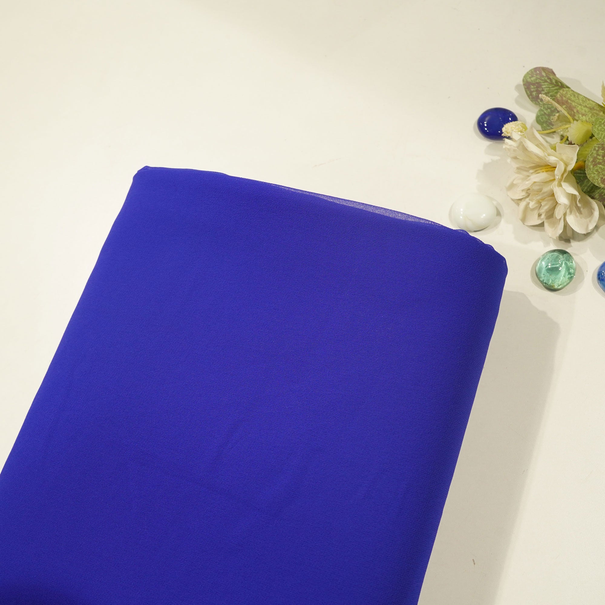 Cobalt Blue Solid Georgette VF-16564