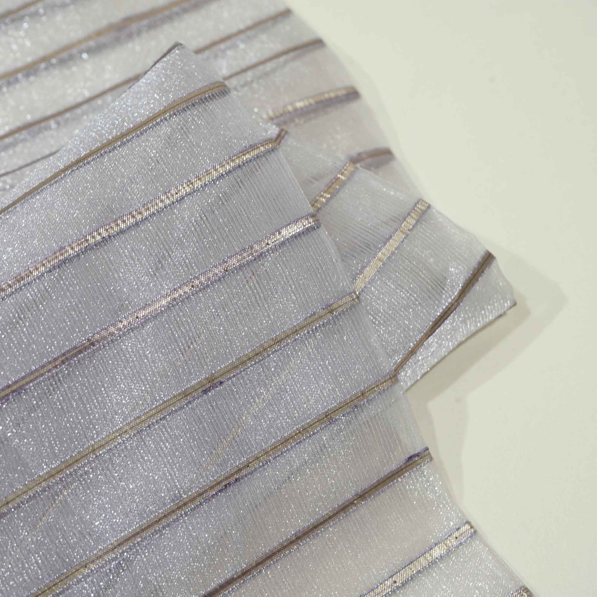Purple Gold Stripes Organza Zari JBS-16628