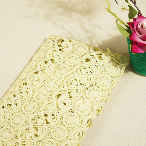 Lemon Green Geometrical Schiffli Crochet AF-16659