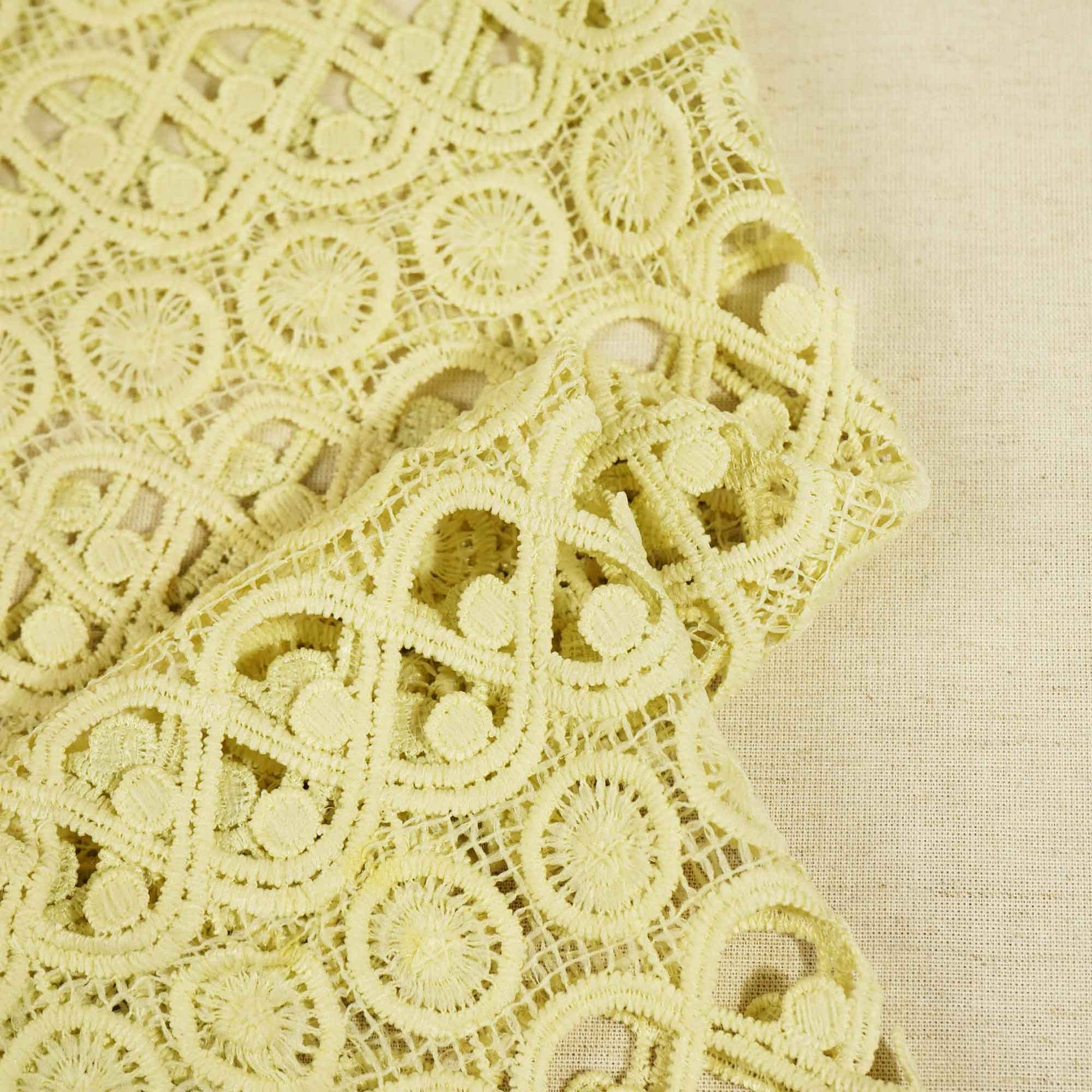 Lemon Green Geometrical Schiffli Crochet AF-16659