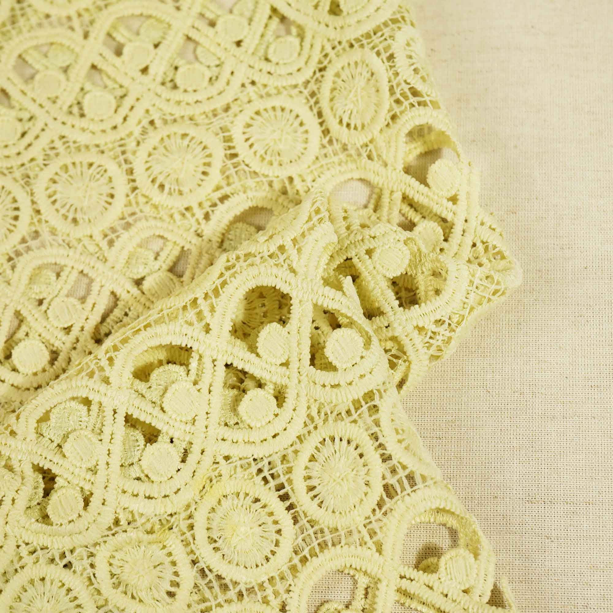 Lemon Green Geometrical Schiffli Crochet AF-16659
