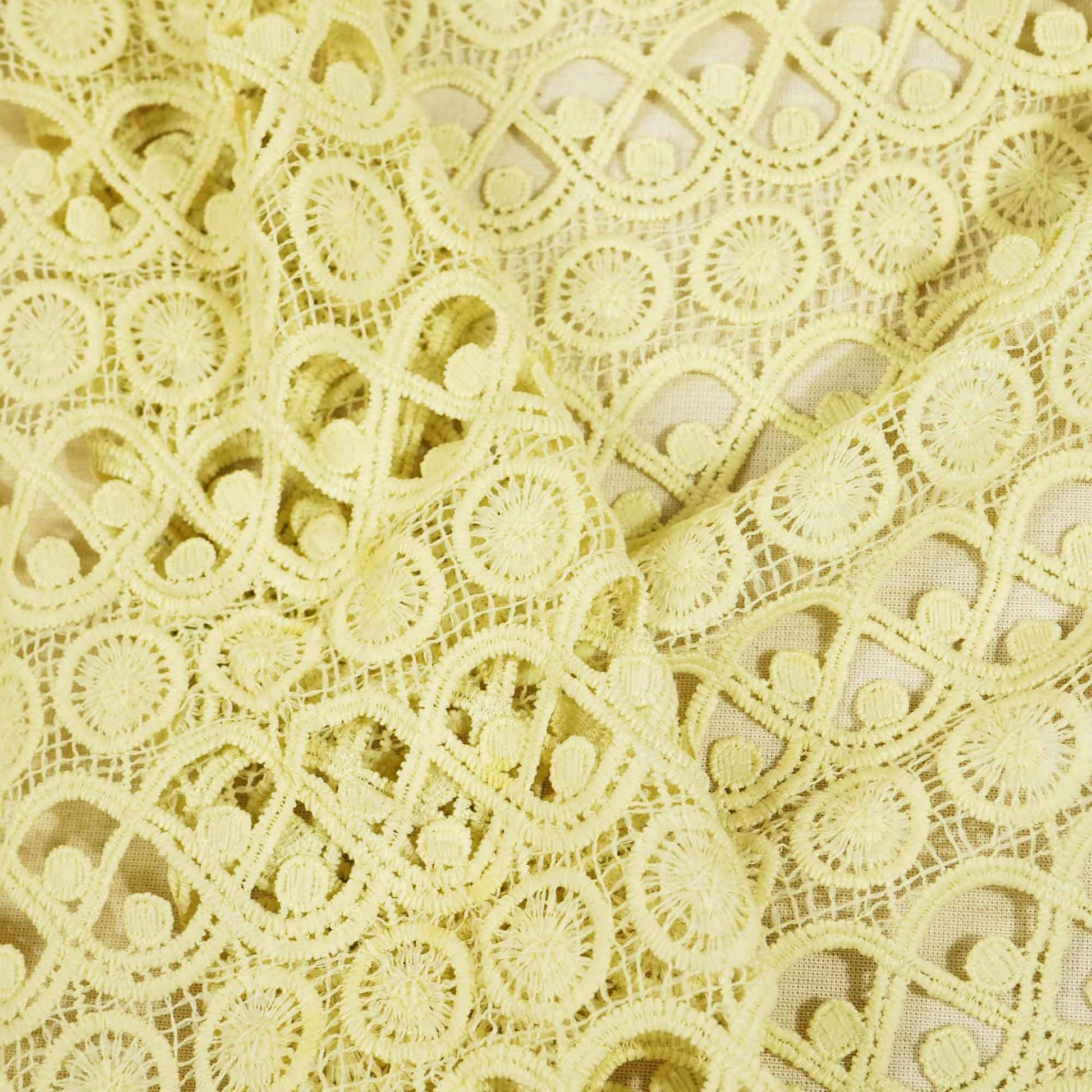 Lemon Green Geometrical Schiffli Crochet AF-16659