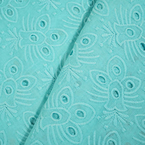 Sky Blue Floral Embroidery Cotton Schiffli PGF-16671