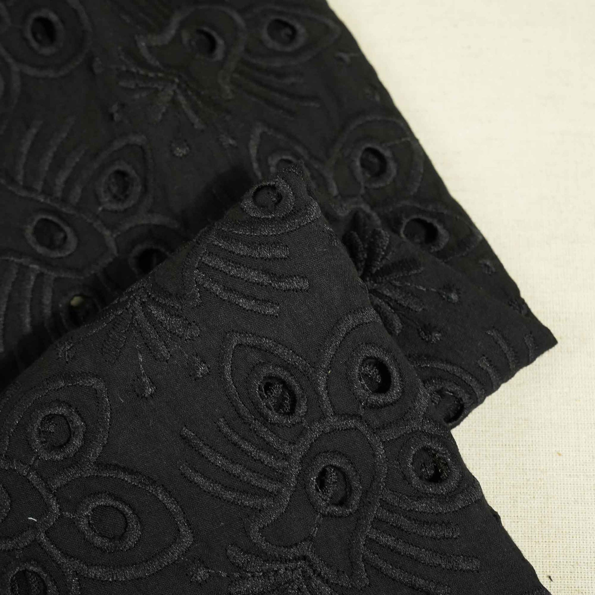Black Floral Embroidery Cotton Schiffli PGF-16675