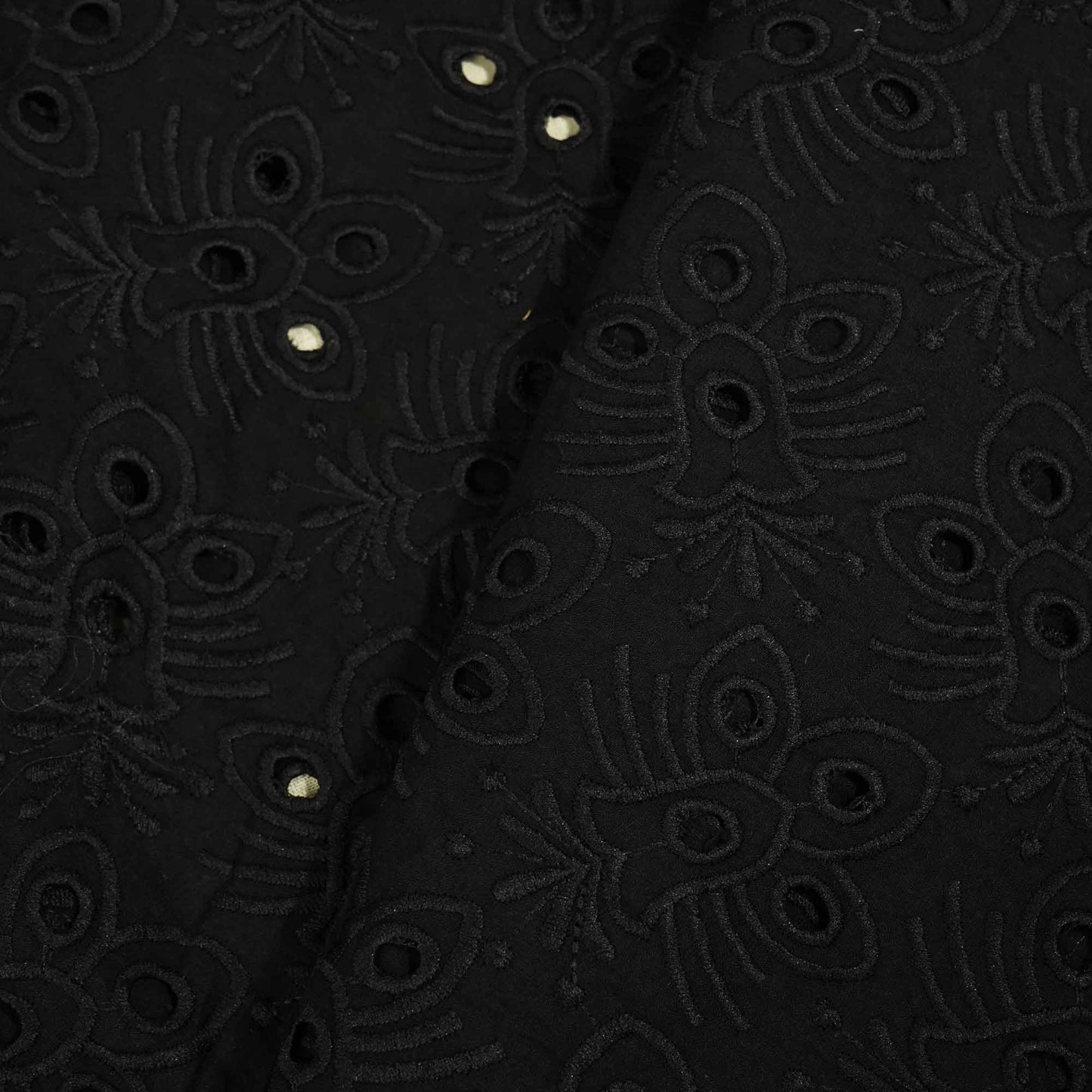 Black Floral Embroidery Cotton Schiffli PGF-16675