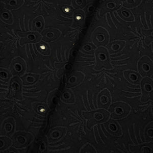 Black Floral Embroidery Cotton Schiffli PGF-16675