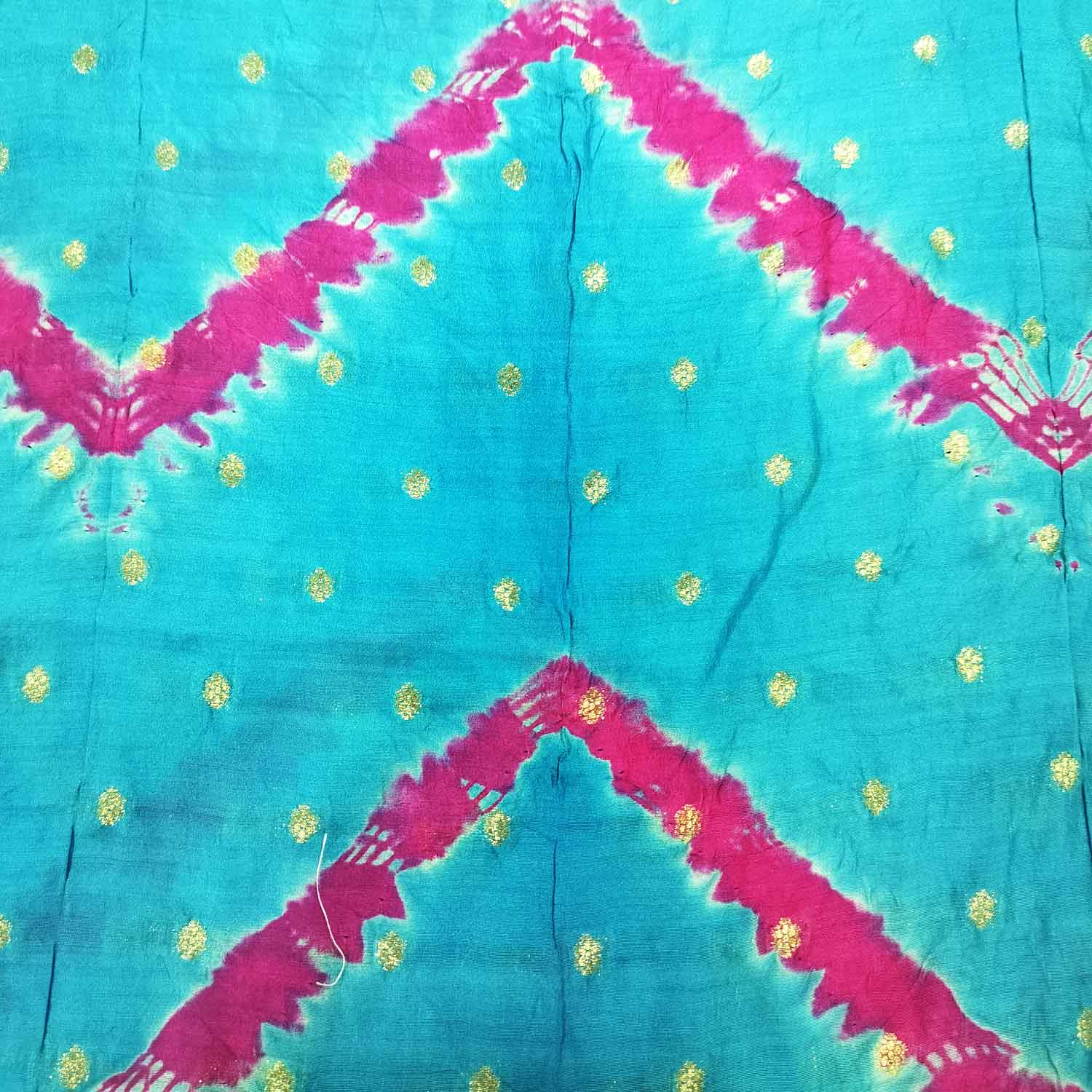 Sky Blue Pink Bandhani Silk Jacquard NH-16701