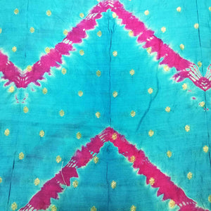Sky Blue Pink Bandhani Silk Jacquard NH-16701