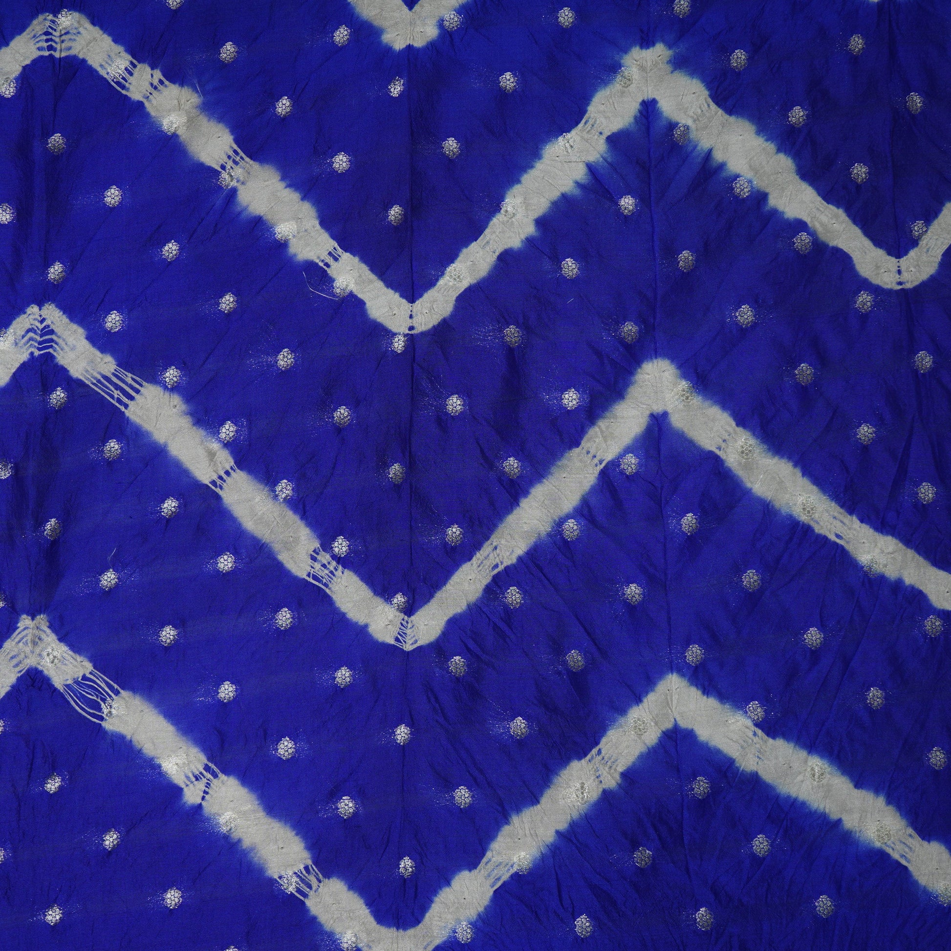 Blue White Bandhani Silk Jacquard Fabric 16702