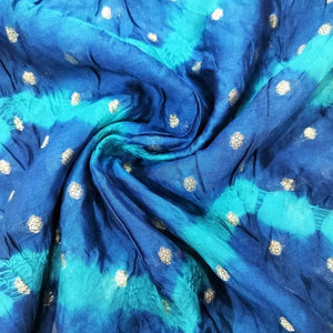 Teal Blue Green Bandhani Silk Jacquard NH-16704