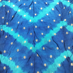 Teal Blue Green Bandhani Silk Jacquard NH-16704