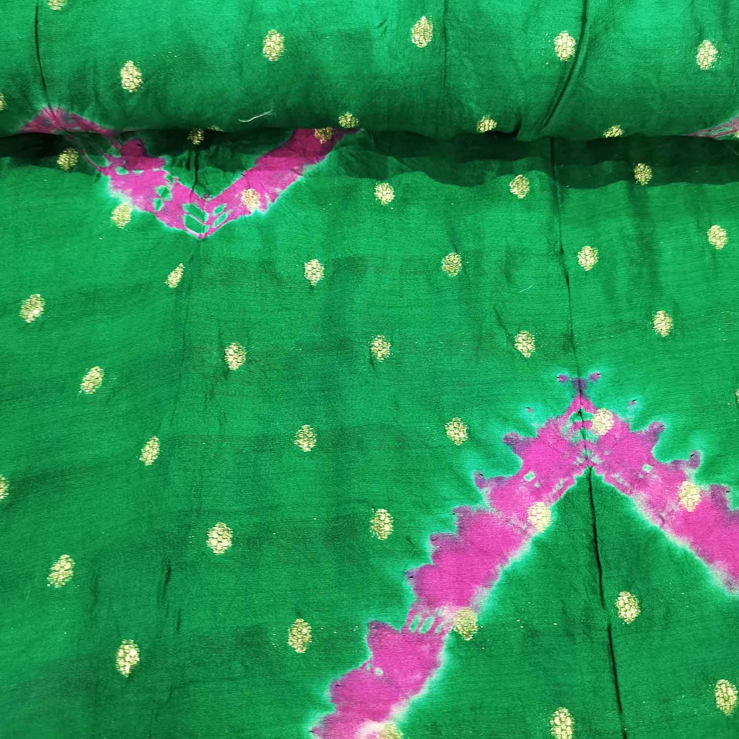 Light Green Pink Bandhani Silk Jacquard NH-16705