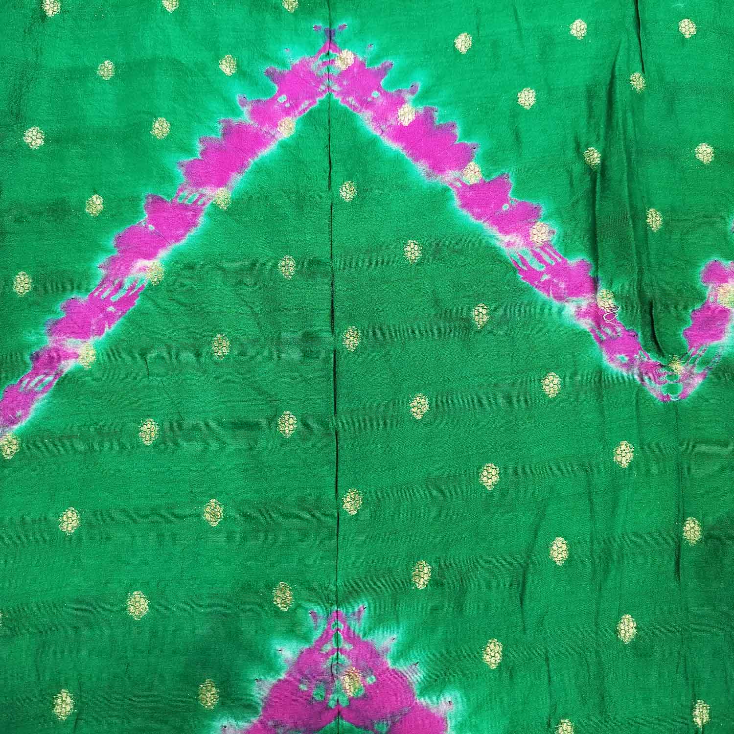 Light Green Pink Bandhani Silk Jacquard NH-16705