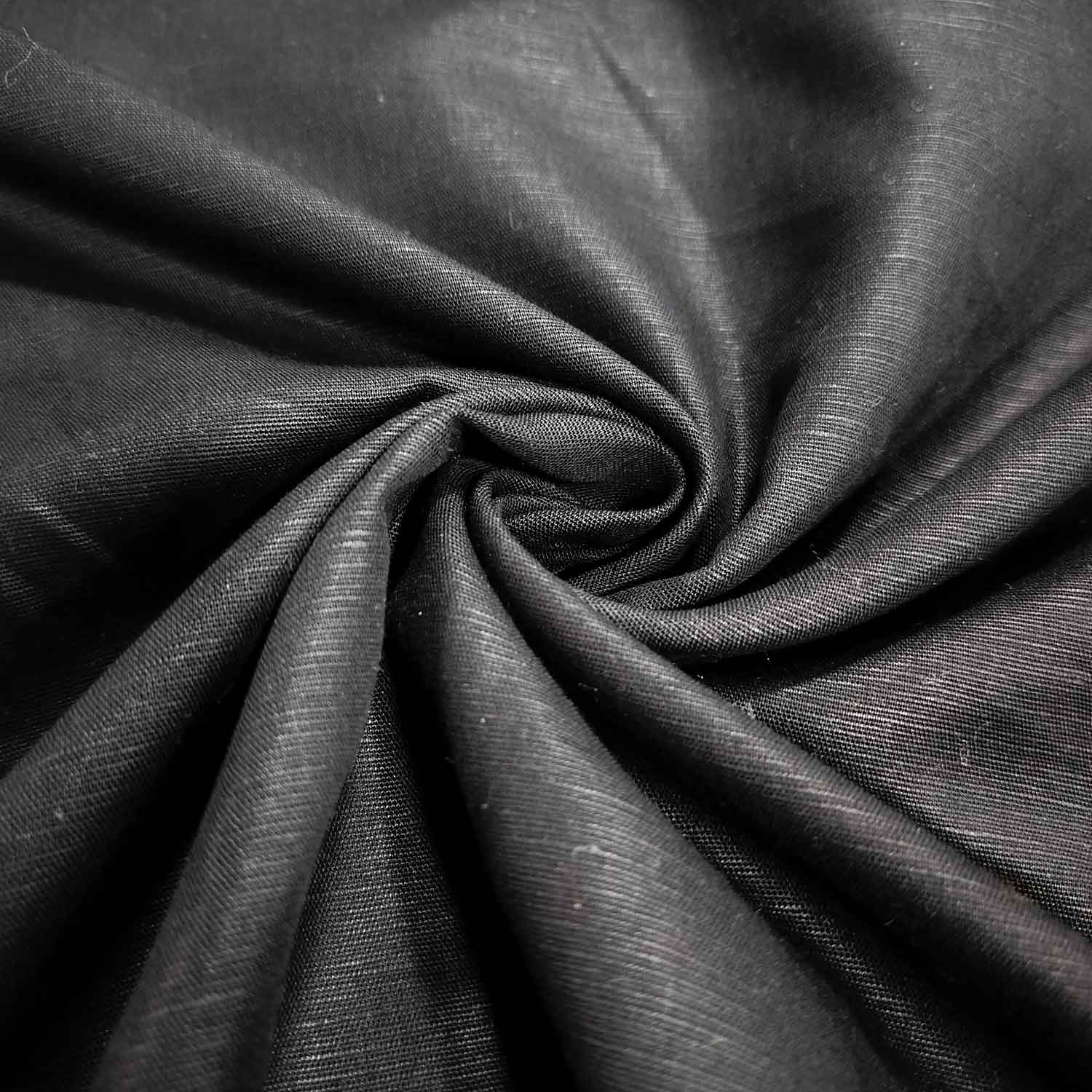 Black Solid Cotton Linen MKT-16814 - TradeUNO