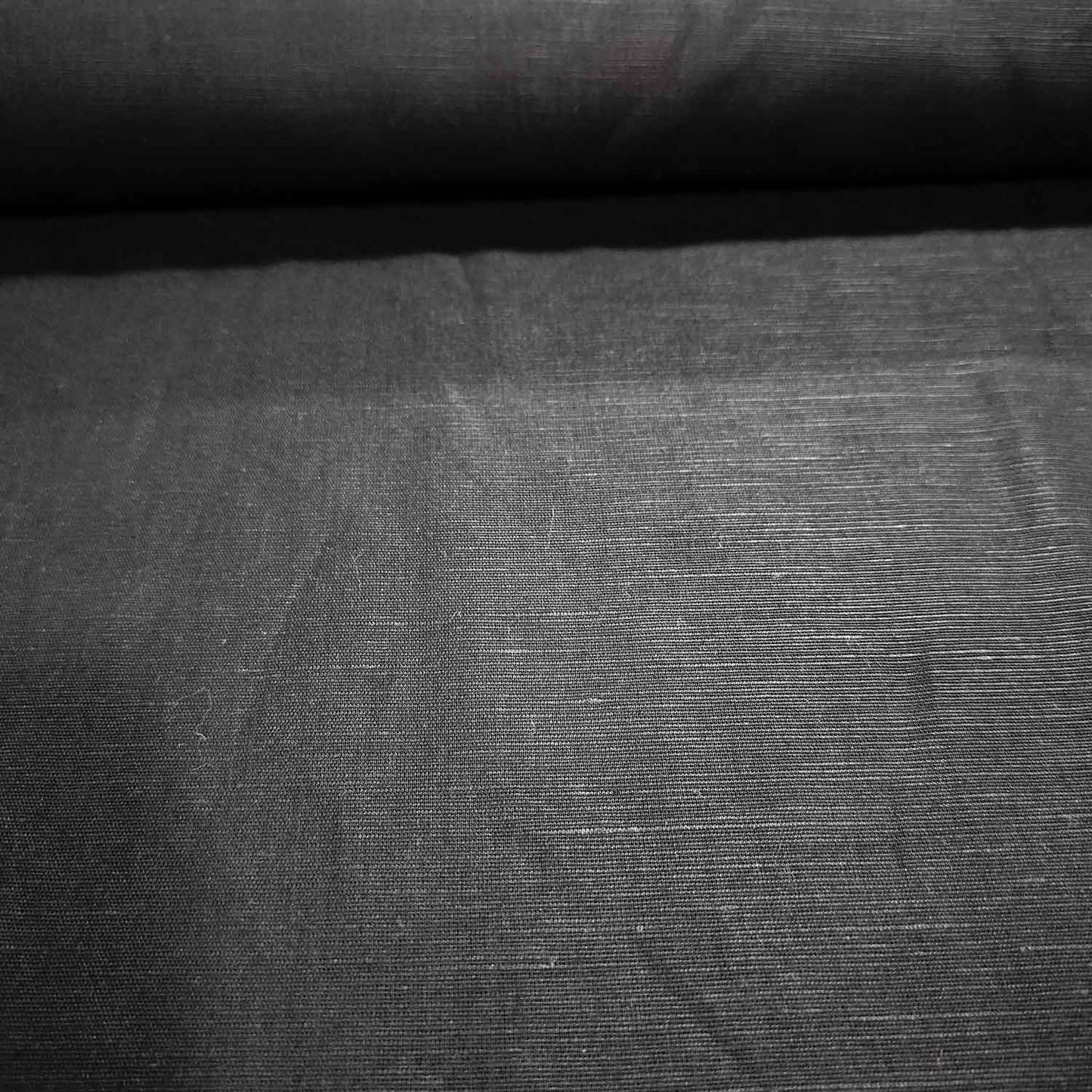 Black Solid Cotton Linen MKT-16814