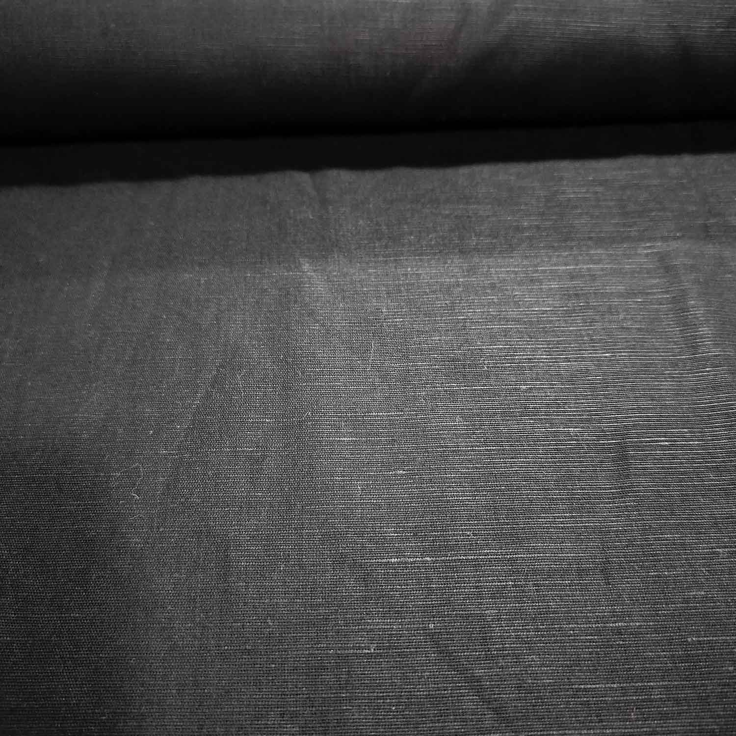 Black Solid Cotton Linen MKT-16814 - TradeUNO
