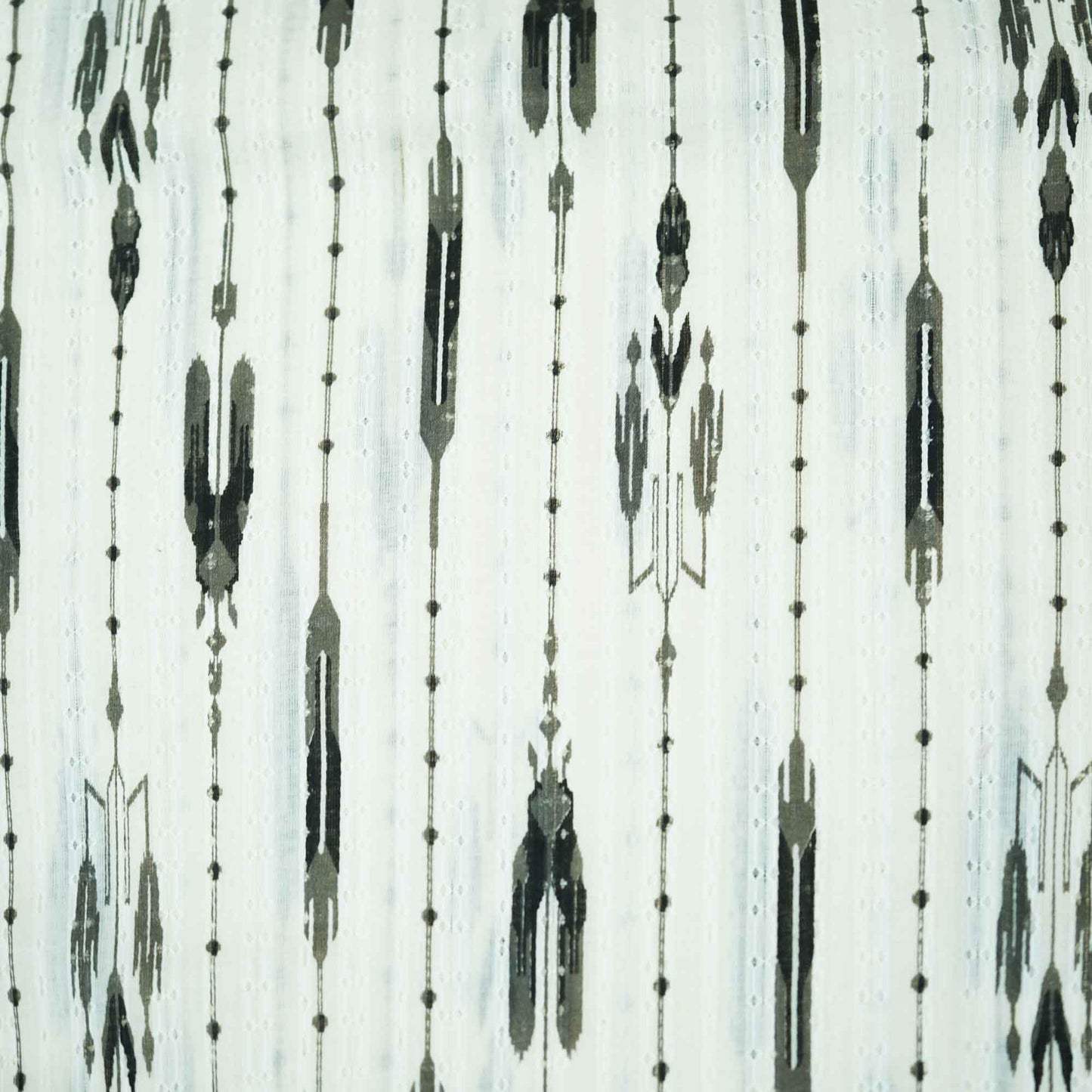 OffWhite Black Ikkat Dobby Embroidery Dyeable Cotton DE-16822