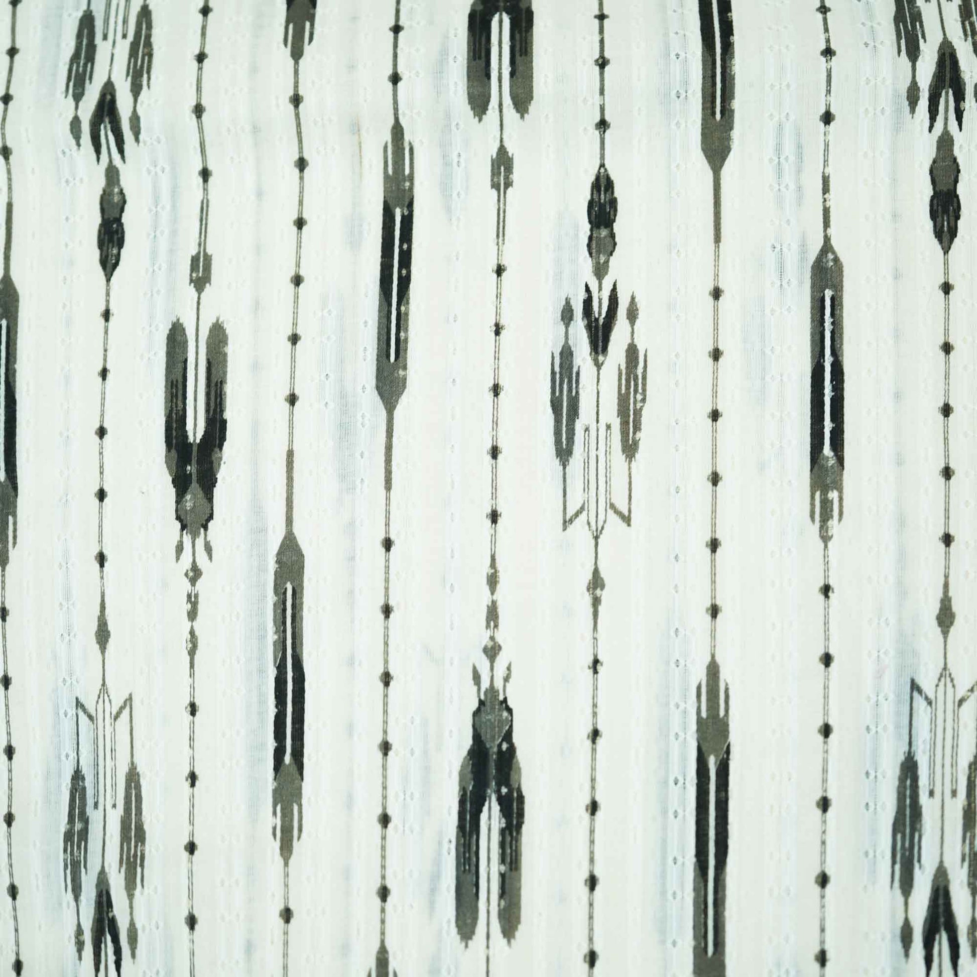 OffWhite Black Ikkat Dobby Embroidery Dyeable Cotton DE-16822
