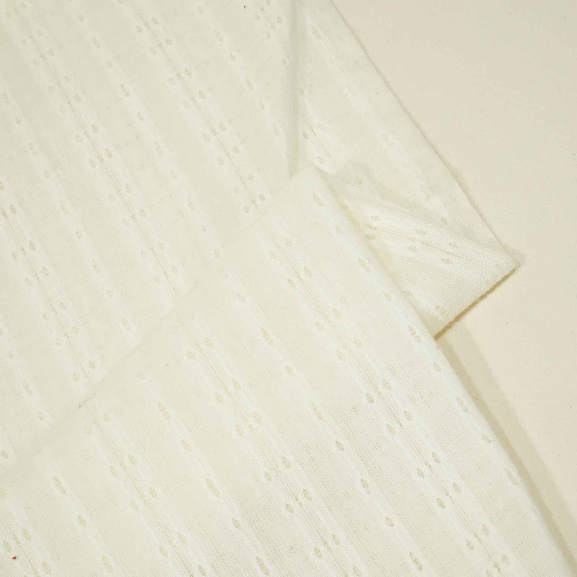 OffWhite Dobby Embroidery Dyeable Cotton DE-16826