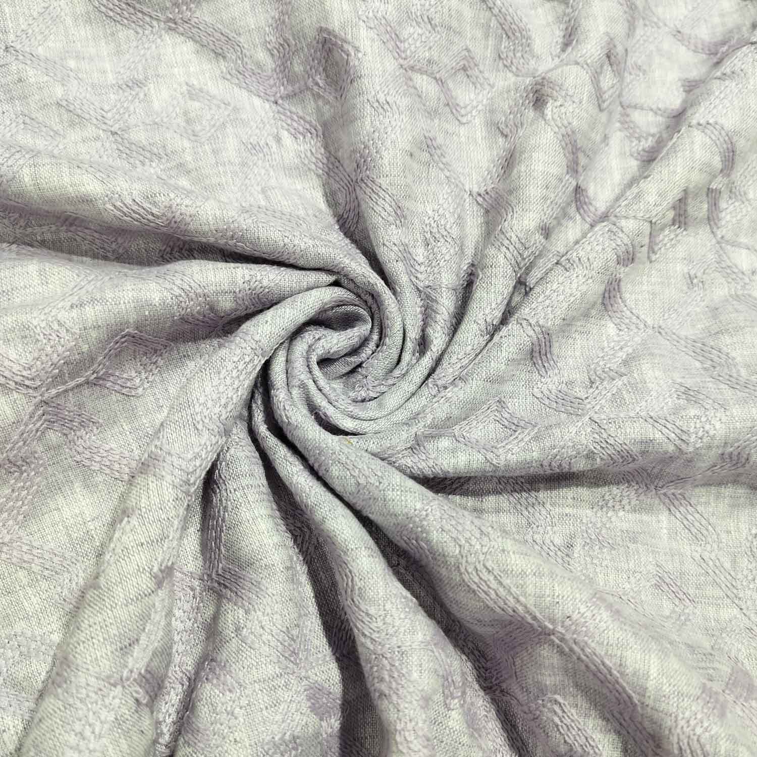 Lavender Geometrical Thread Embroidery Linen KT-16838