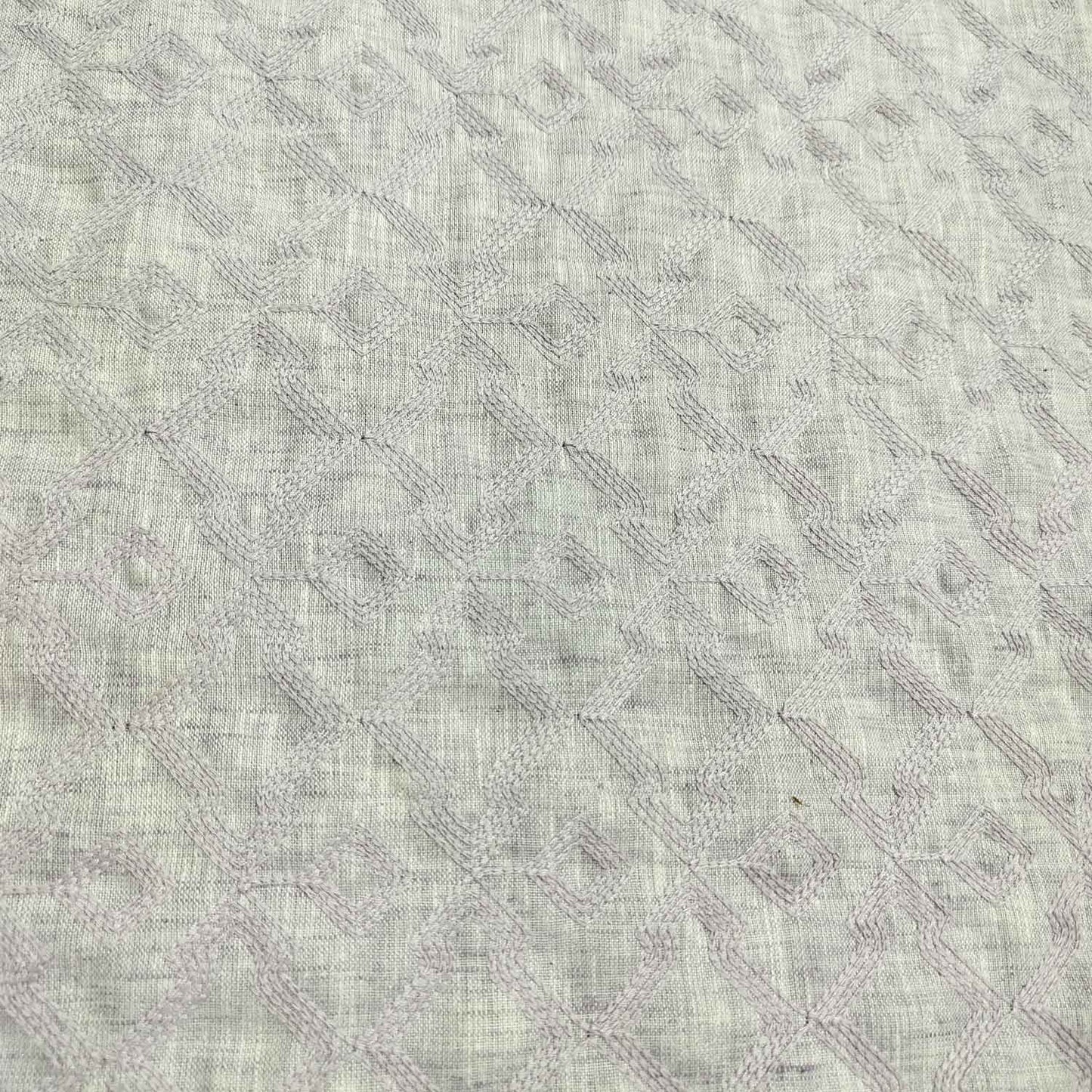 Lavender Geometrical Thread Embroidery Linen KT-16838