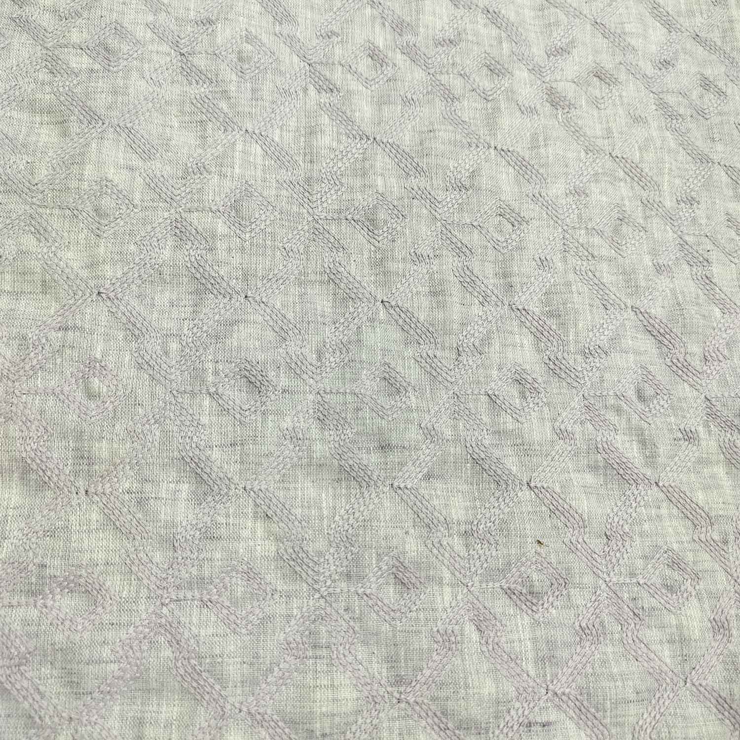 Lavender Geometrical Thread Embroidery Linen KT-16838