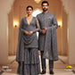 Classic Blue Traditional Thread Embroidery Bemberg Silk Fabric SS-16869