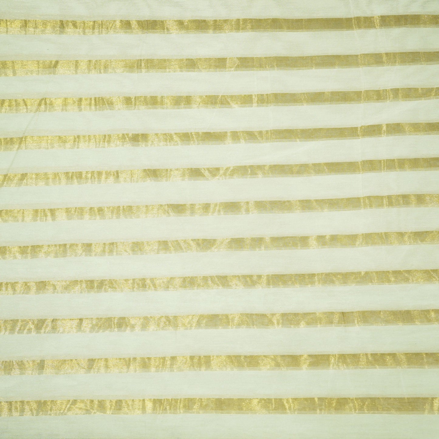 White Gold Stripes Jacquard Tissue Silk KRE-16887