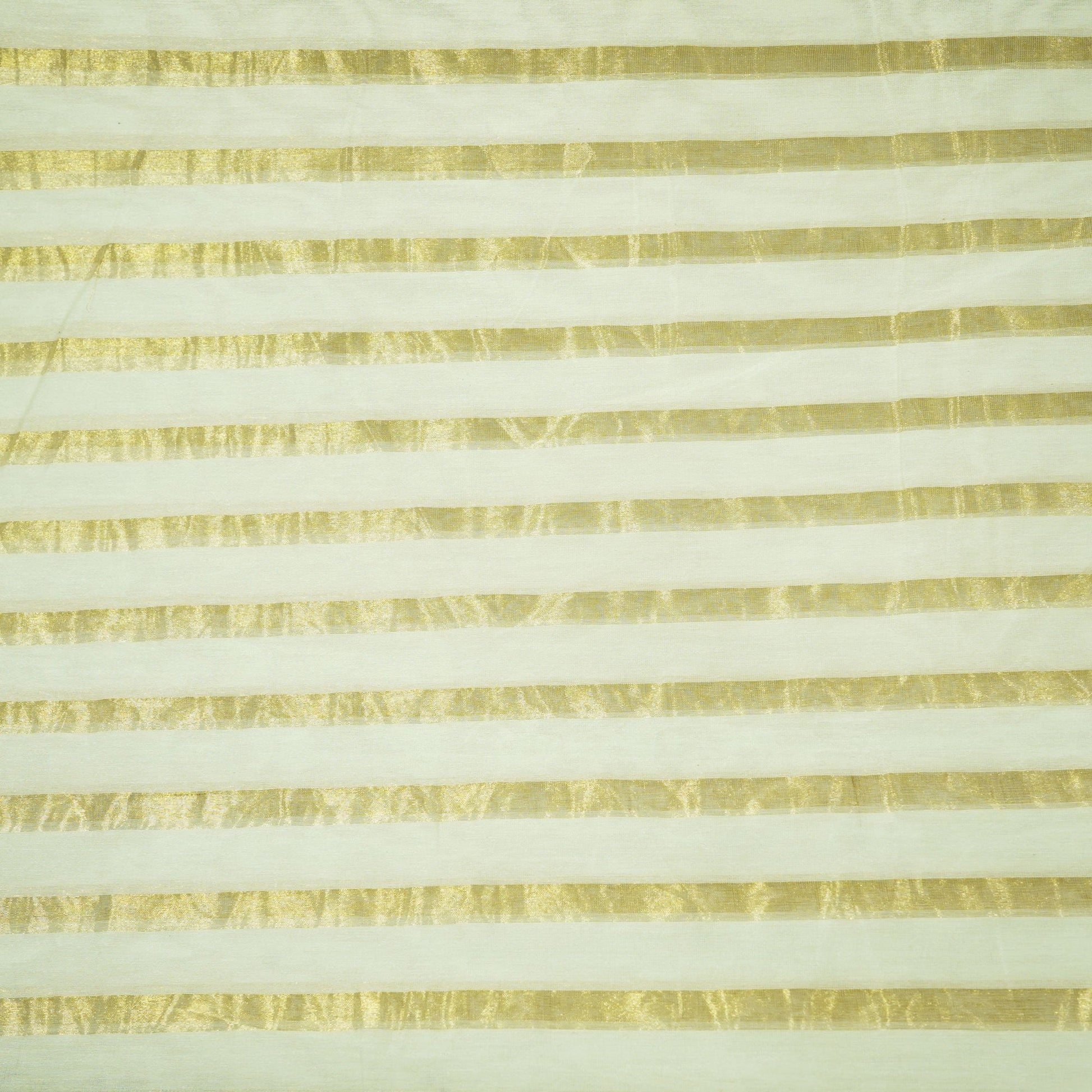 White Gold Stripes Jacquard Tissue Silk KRE-16887
