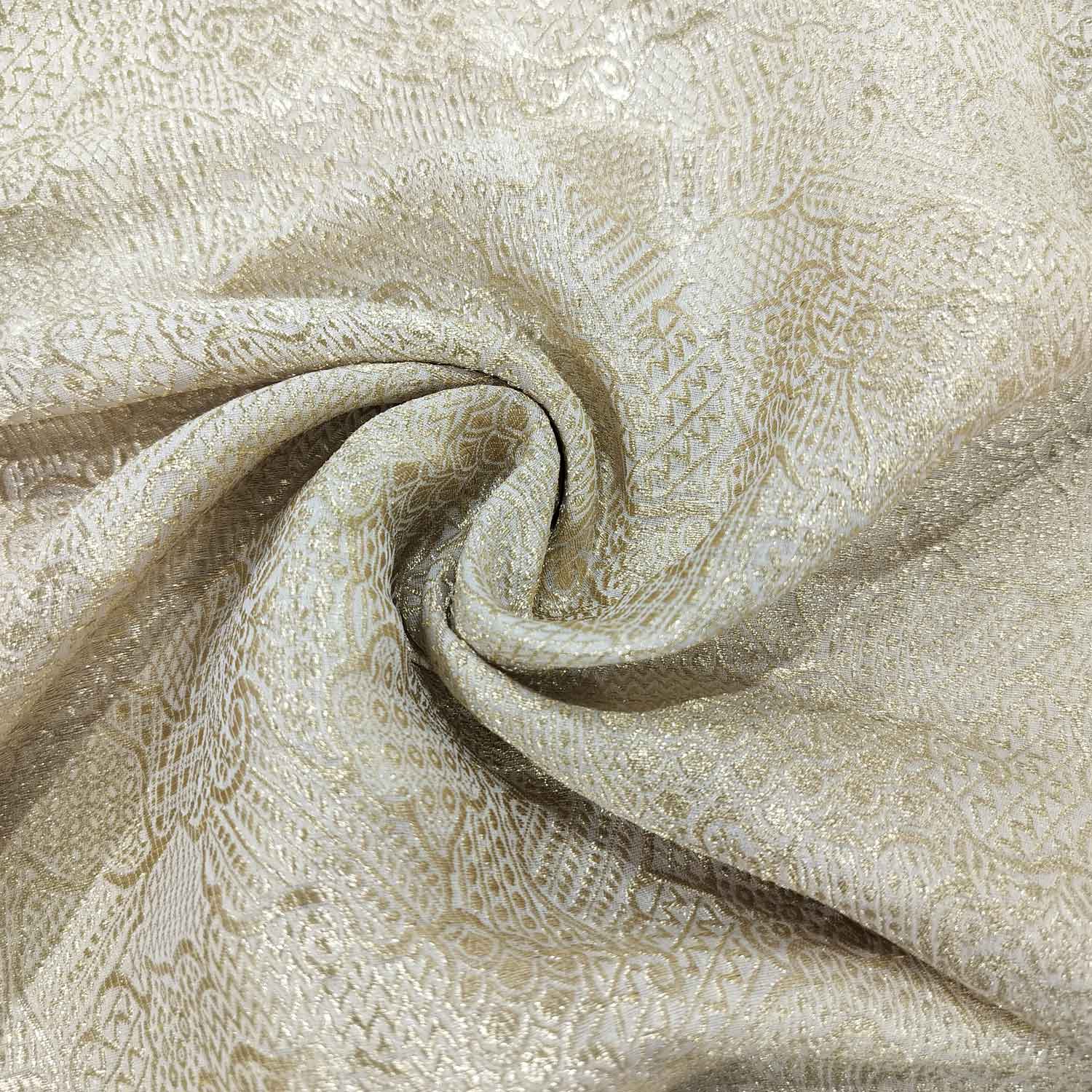 White Gold Traditional Jacquard Khaddi Silk KRE-16889