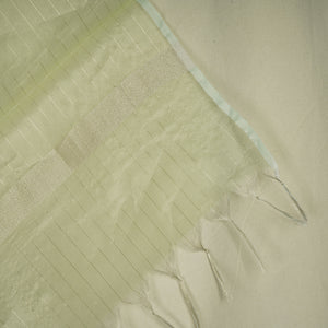 Light Green Gold Stripes Jacquard Dupatta Tissue