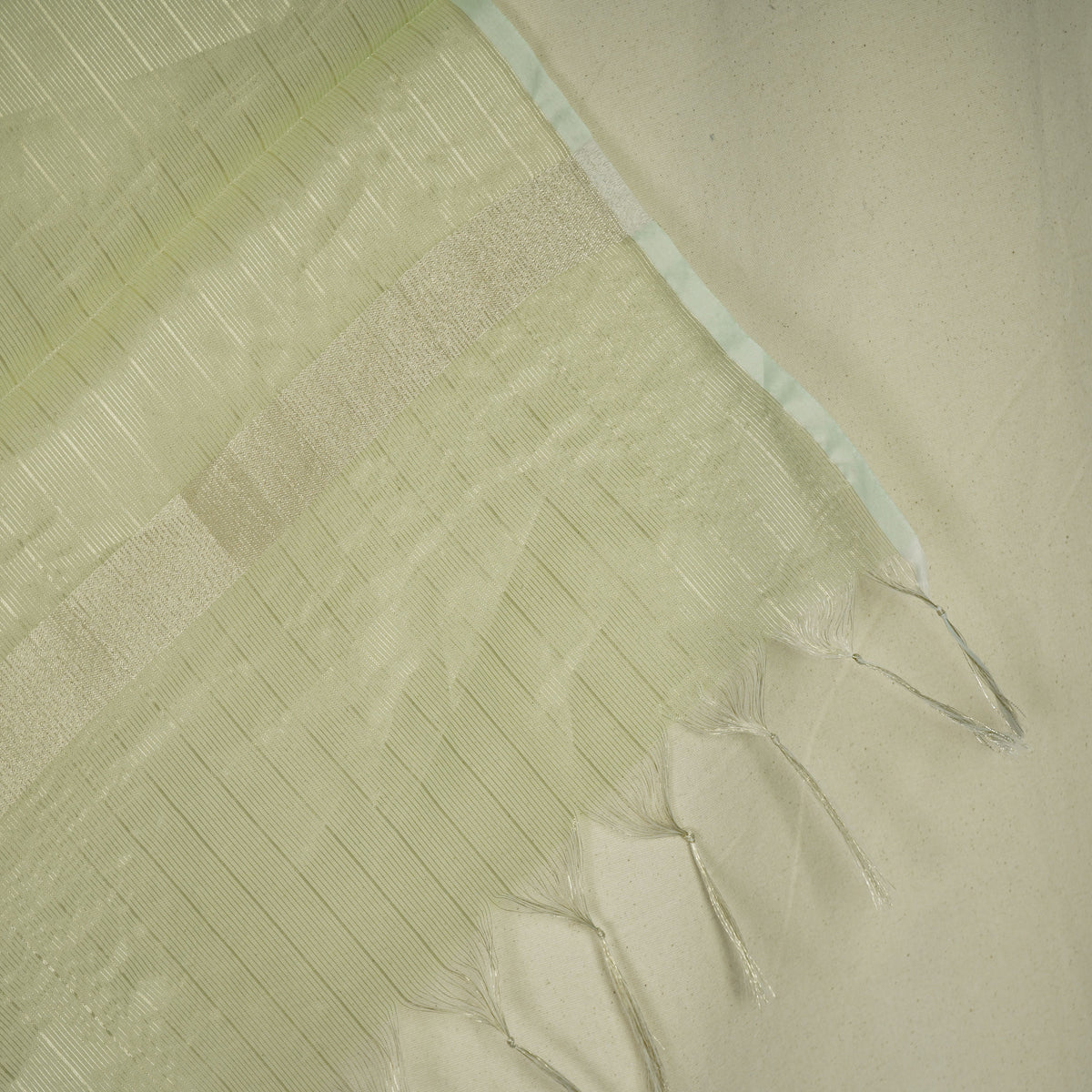Light Green Gold Stripes Jacquard Dupatta Tissue