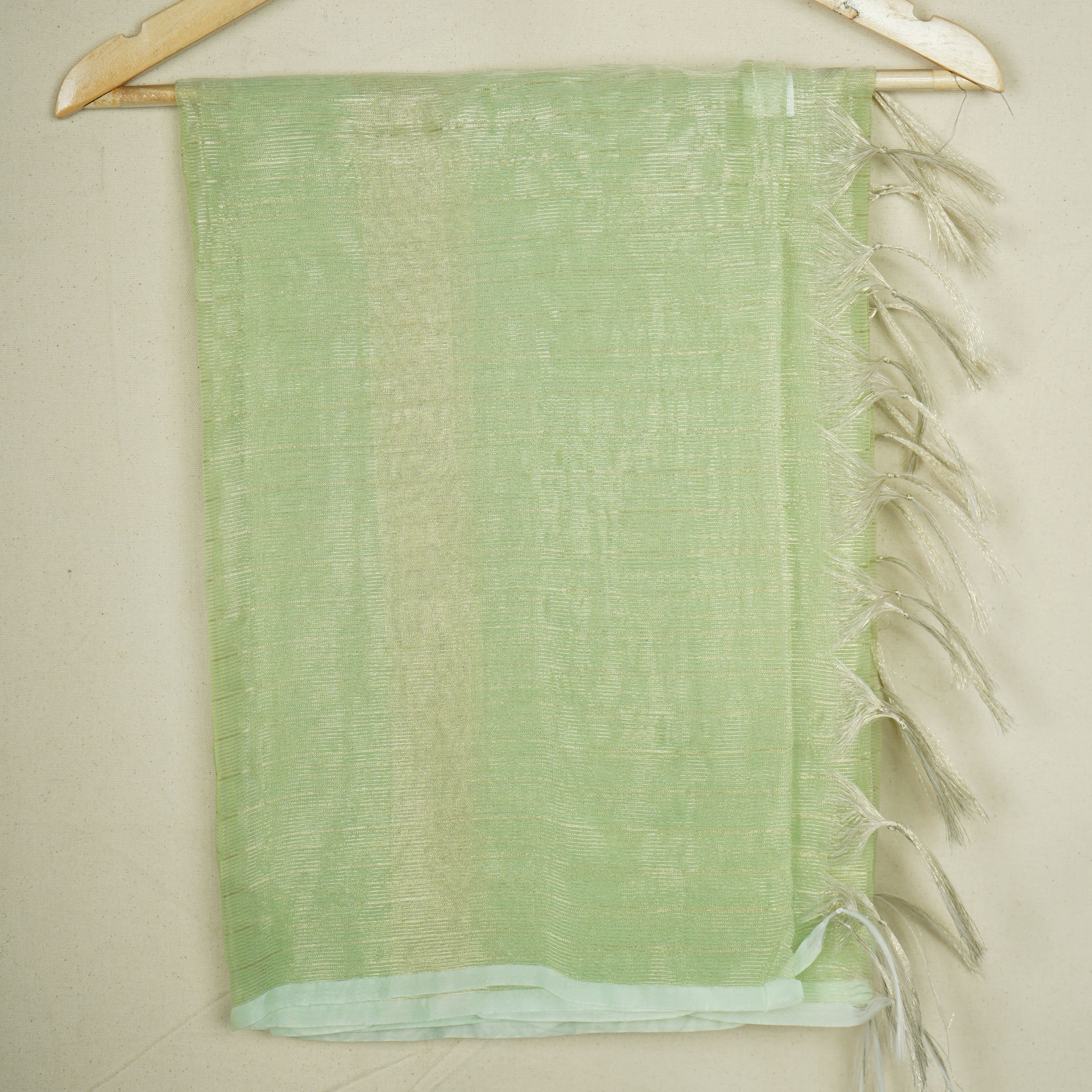 Light Green Gold Stripes Jacquard Dupatta Tissue