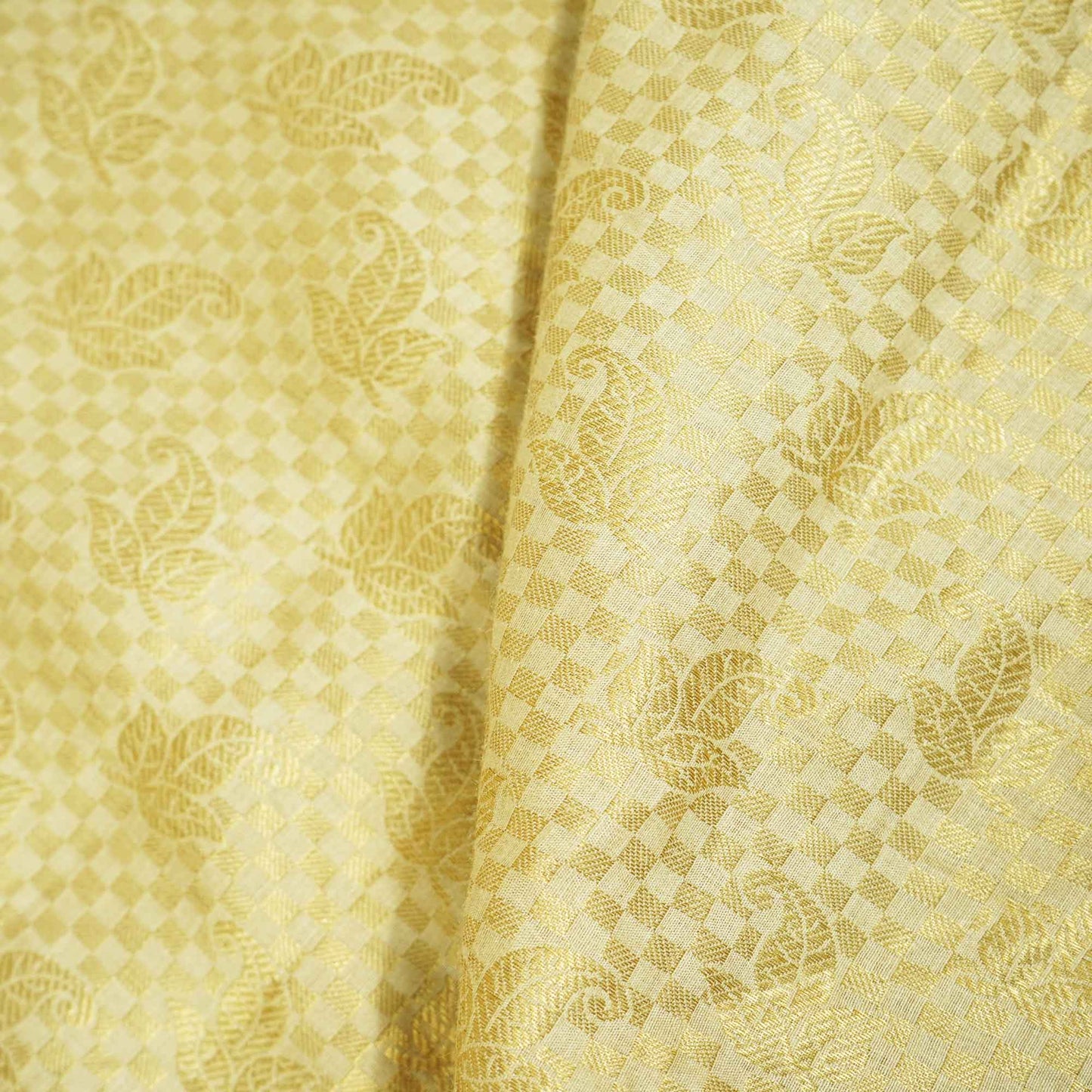 Gold Floral Jacquard Munga Silk KRN-16935