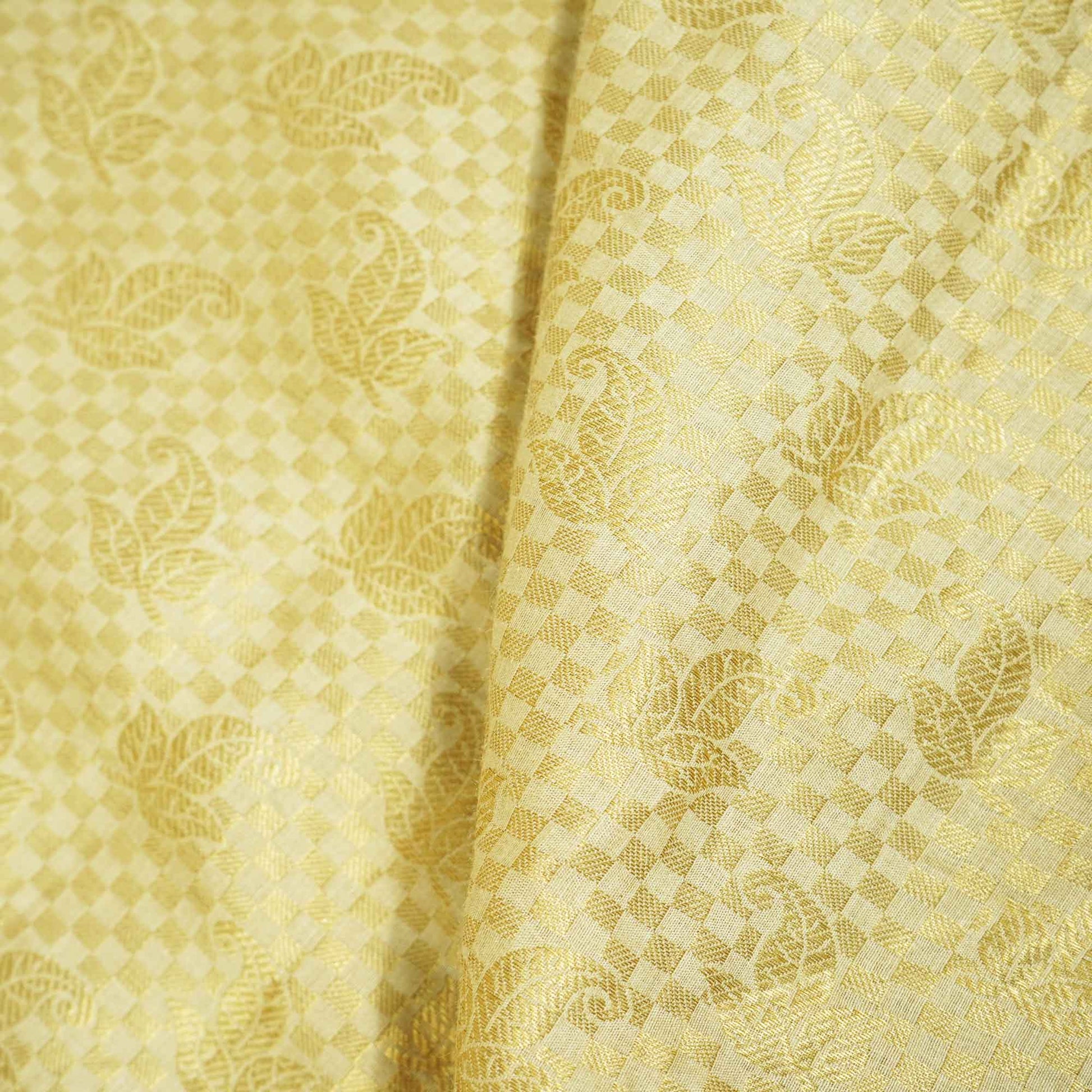 Gold Floral Jacquard Munga Silk KRN-16935