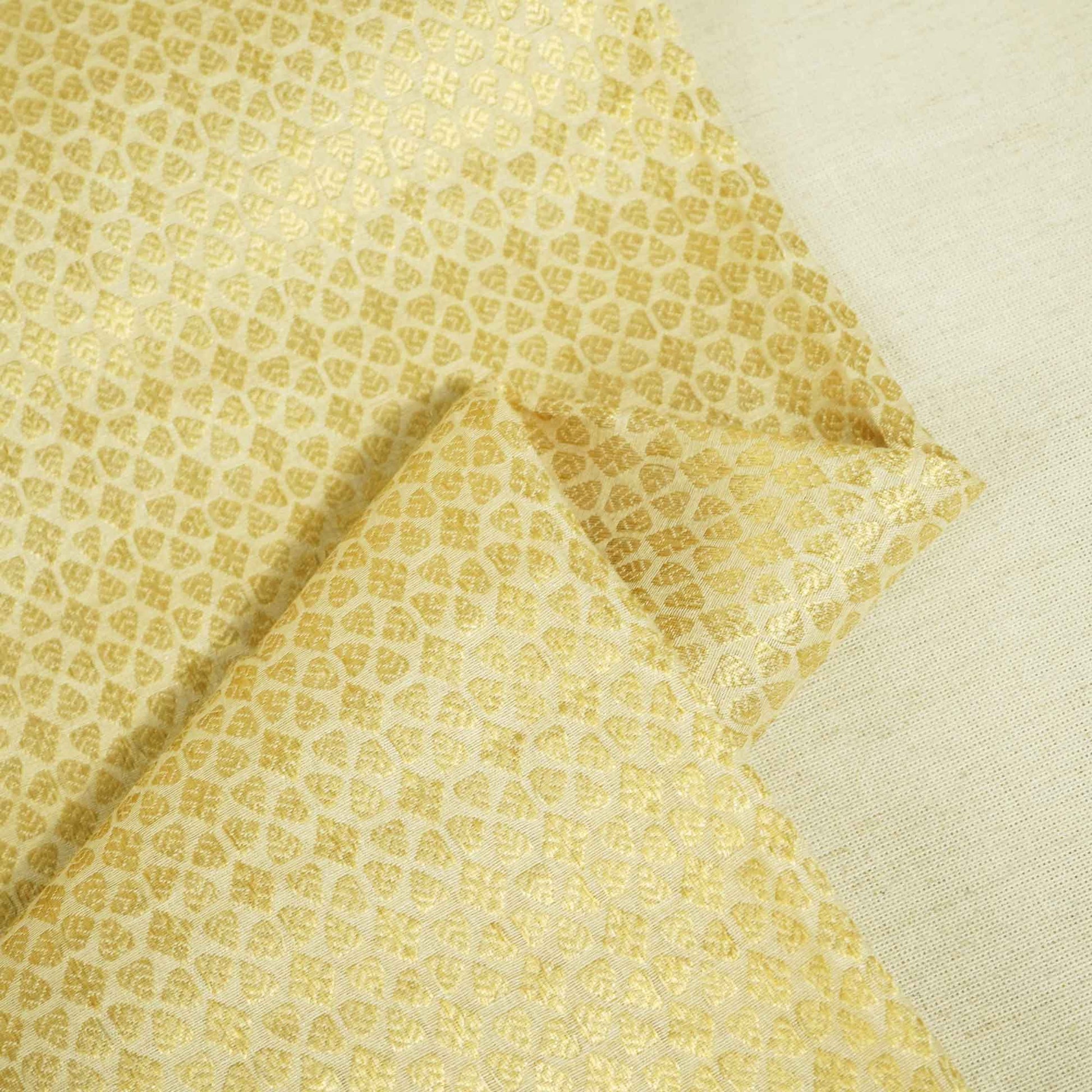 Gold Traditional Floral Jacquard Munga Silk KRE-16938