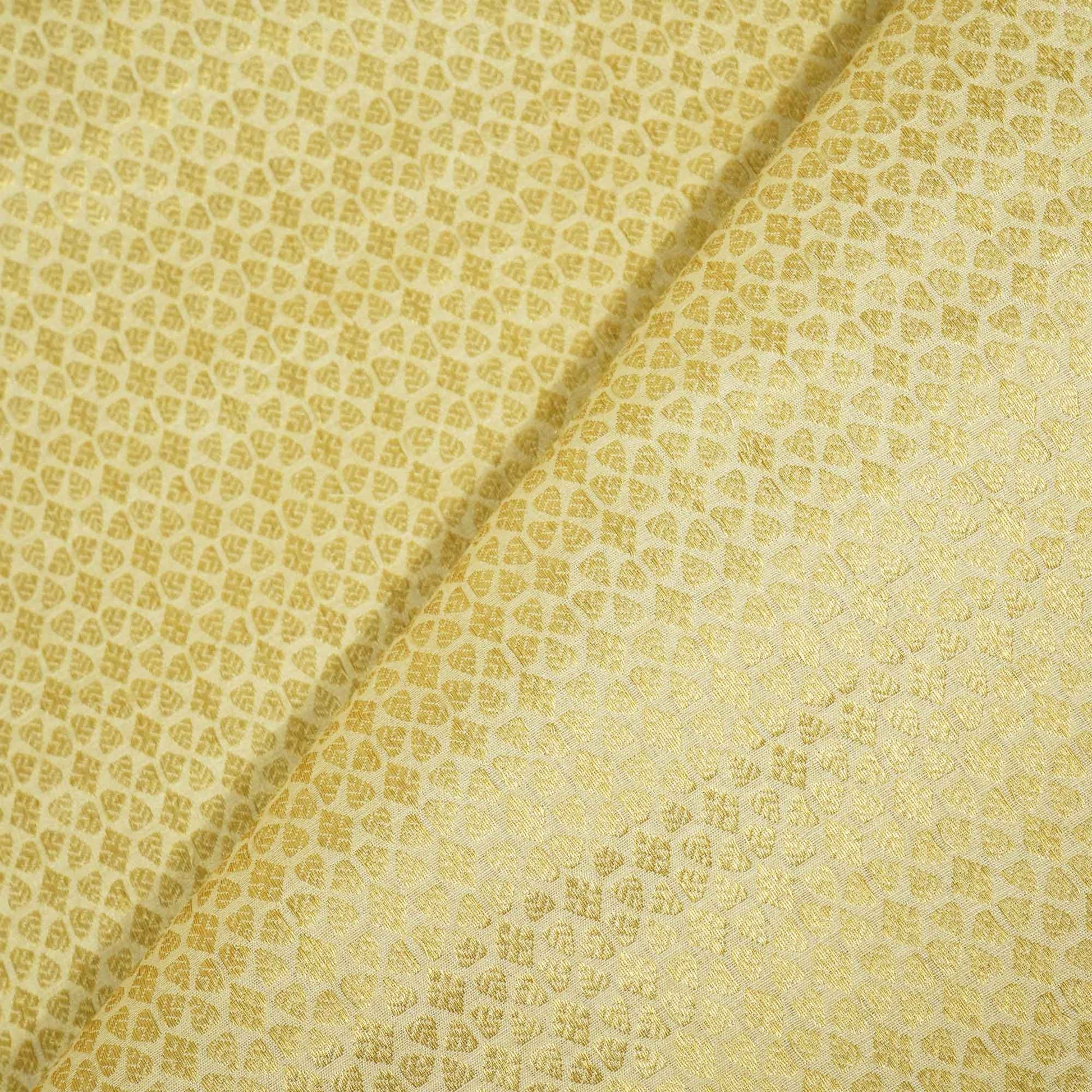Gold Traditional Floral Jacquard Munga Silk KRE-16938